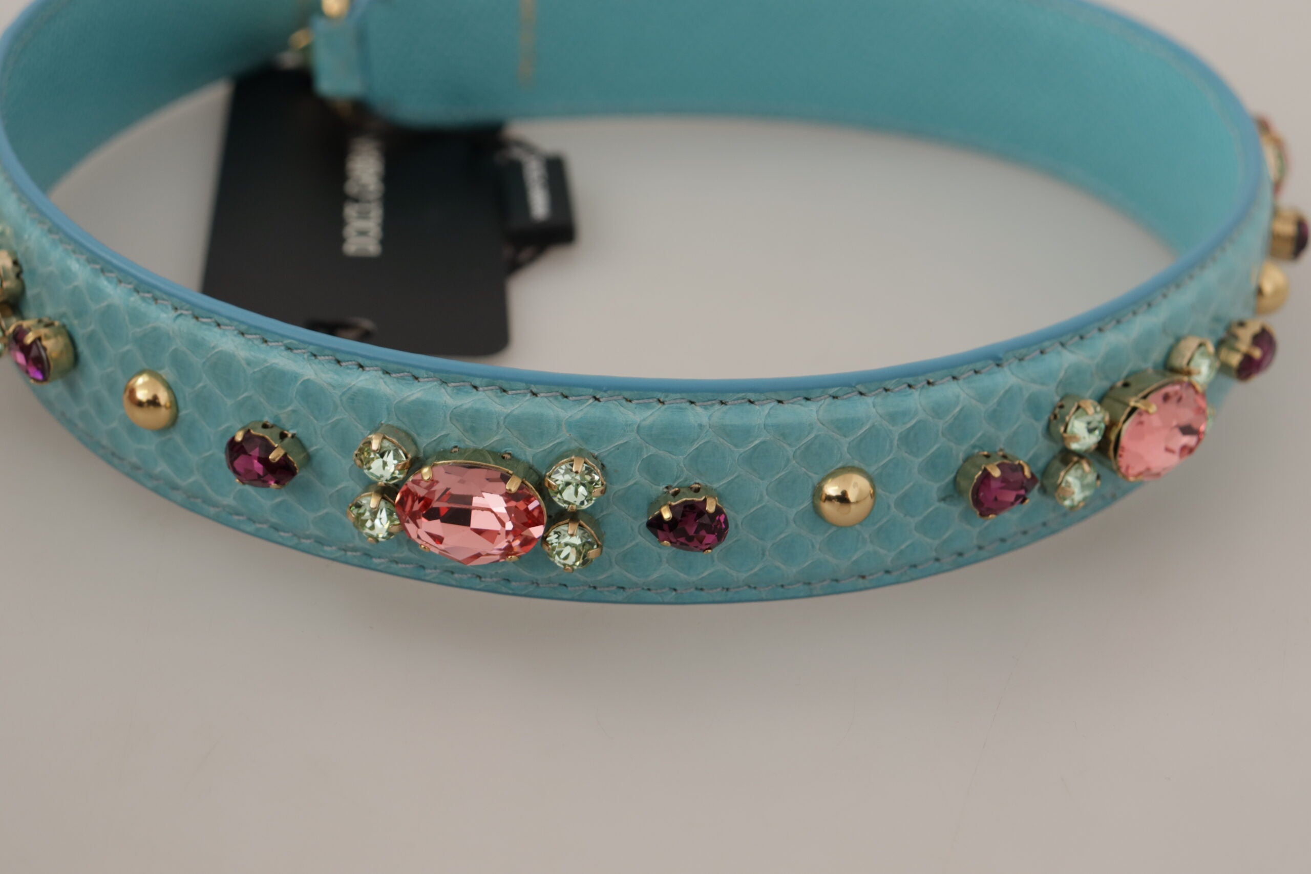 Geantă Dolce &amp; Gabbana elegantă din piele albastră cu accente aurii
