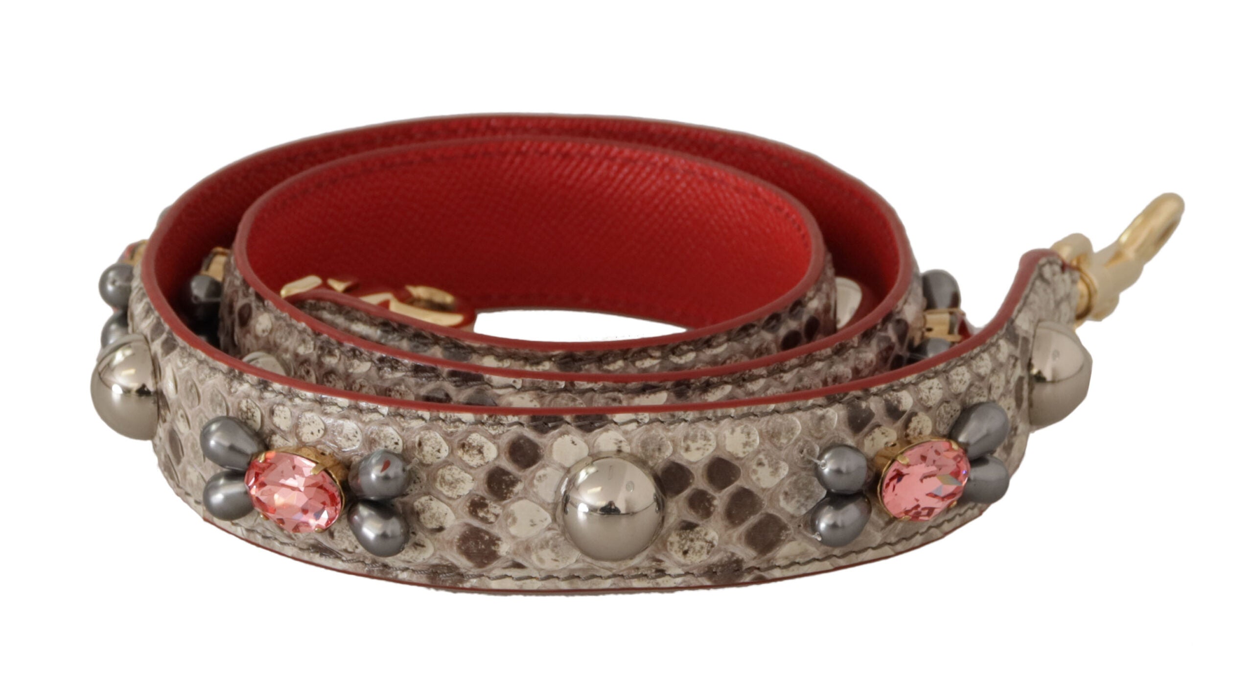 Geantă Dolce &amp; Gabbana curea din piele piton opulentă bej