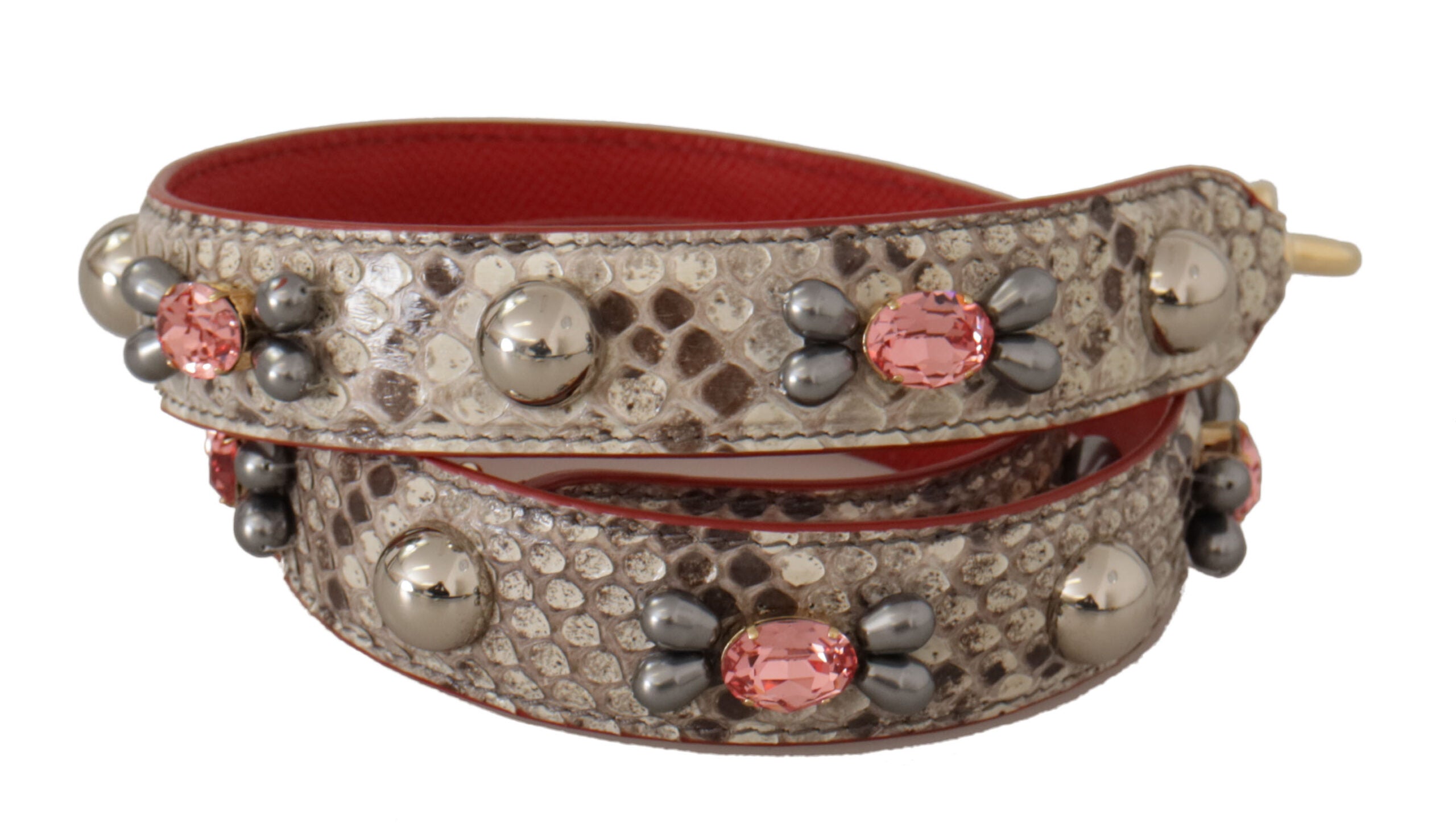 Geantă Dolce &amp; Gabbana curea din piele piton opulentă bej