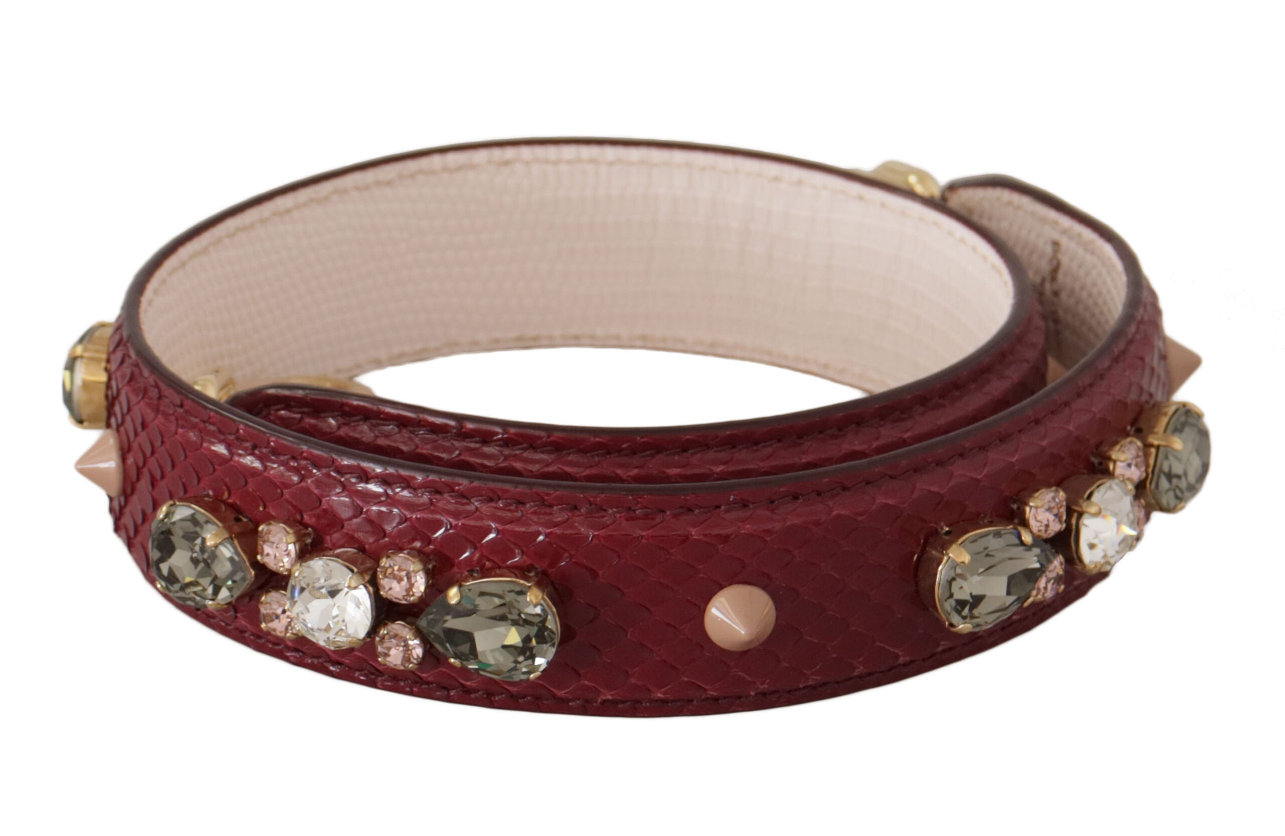 Geantă elegantă Dolce &amp; Gabbana din piele de piton cu curea în culoarea bordeaux