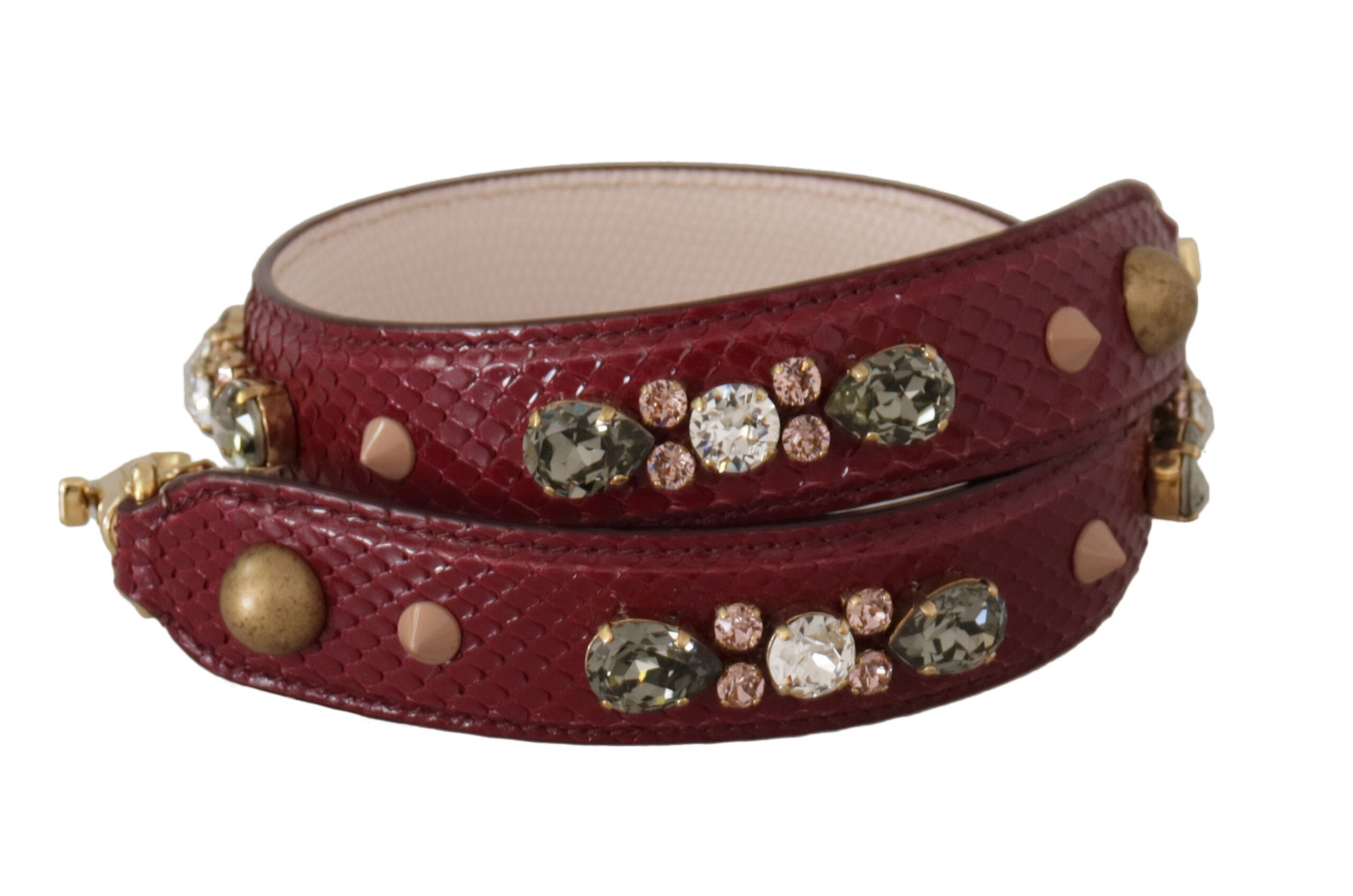 Geantă elegantă Dolce &amp; Gabbana din piele de piton cu curea în culoarea bordeaux