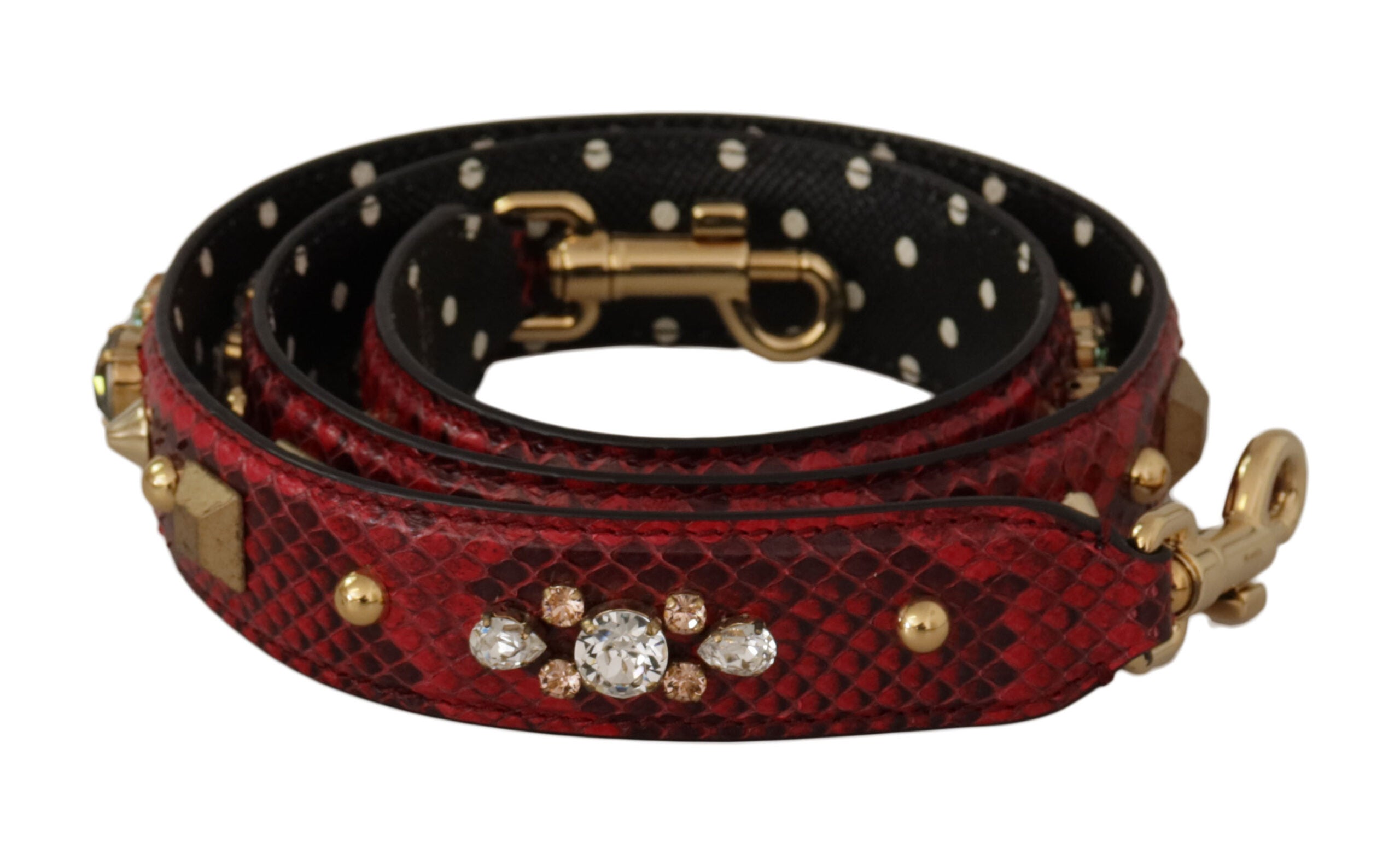 Geantă de umăr Dolce &amp; Gabbana din piele roșie cu curea din piton