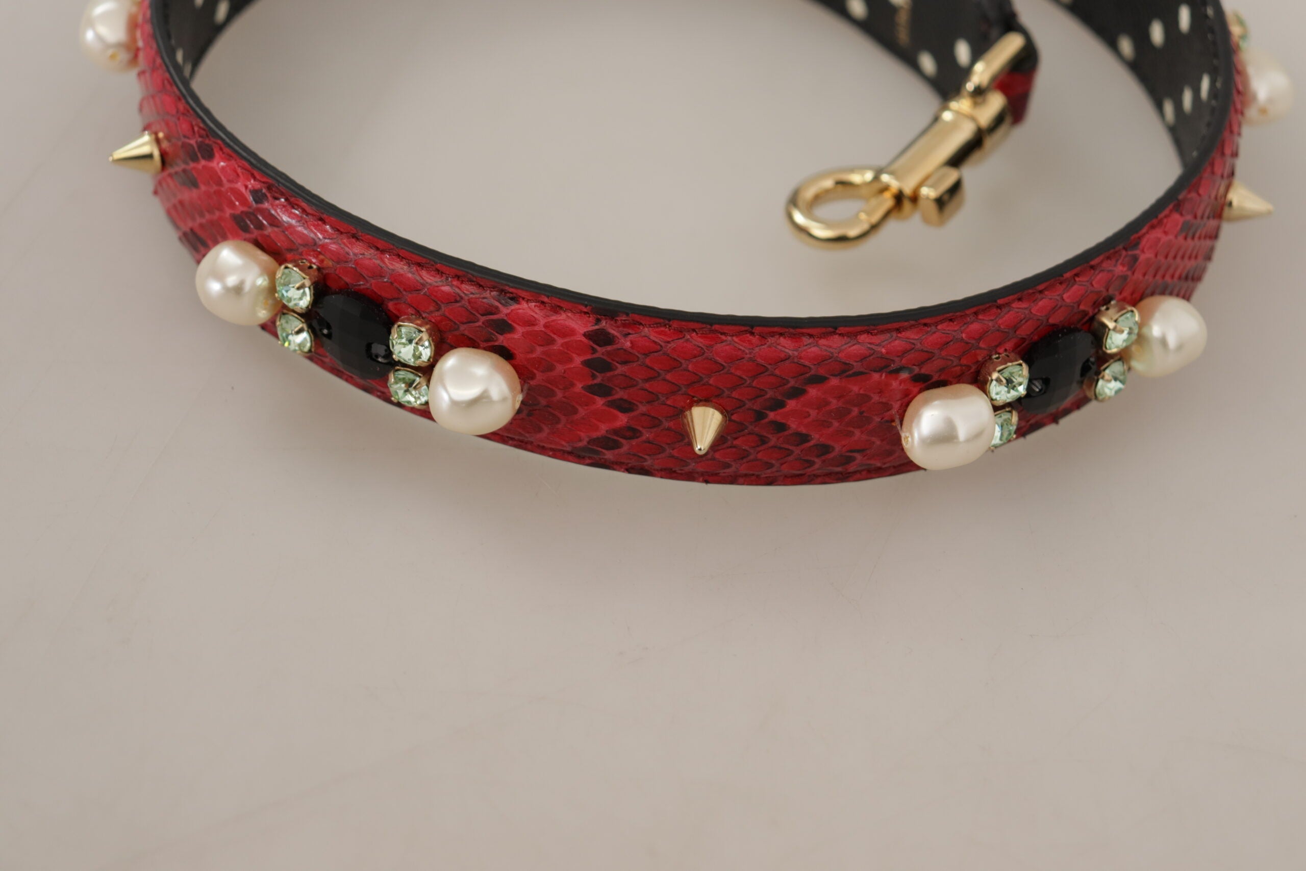 Curea de umăr elegantă din piele roșie de piton Dolce &amp; Gabbana