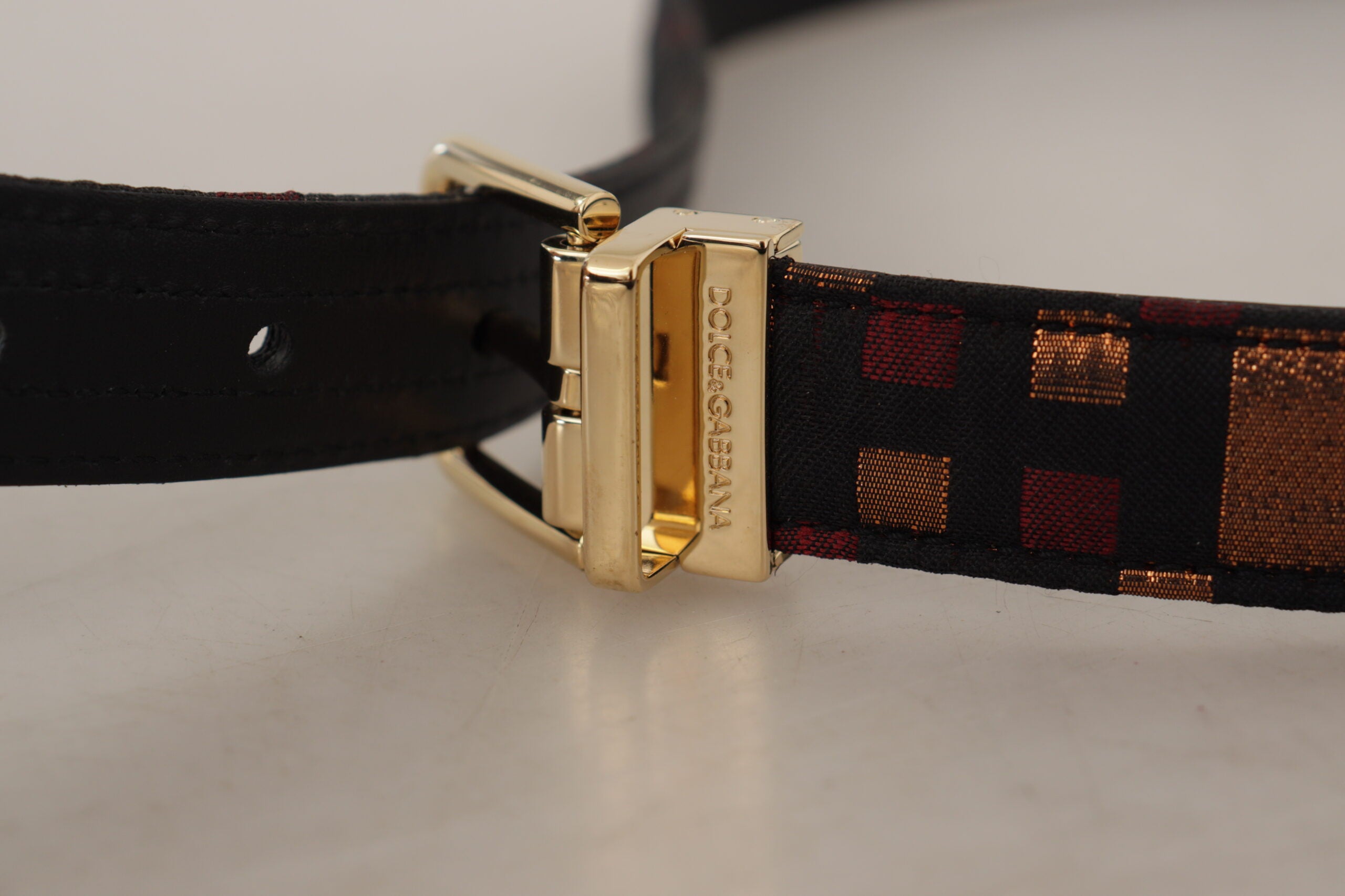 Dolce &amp; Gabbana, mehrfarbiger Ledergürtel mit goldener Schnalle