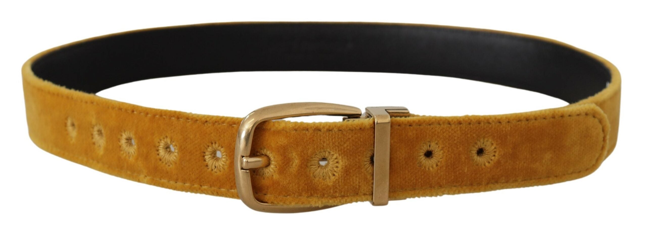 Curea elegantă de damă Dolce &amp; Gabbana cu cataramă aurie din catifea