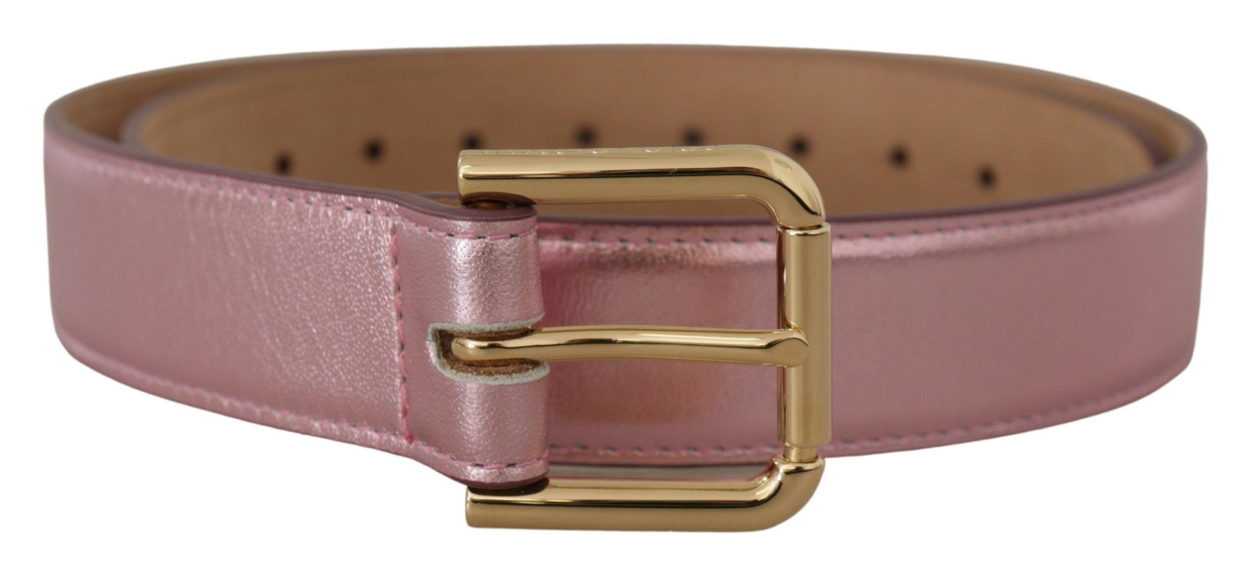 Dolce &amp; Gabbana Eleganter Metallic-Rosa-Ledergürtel