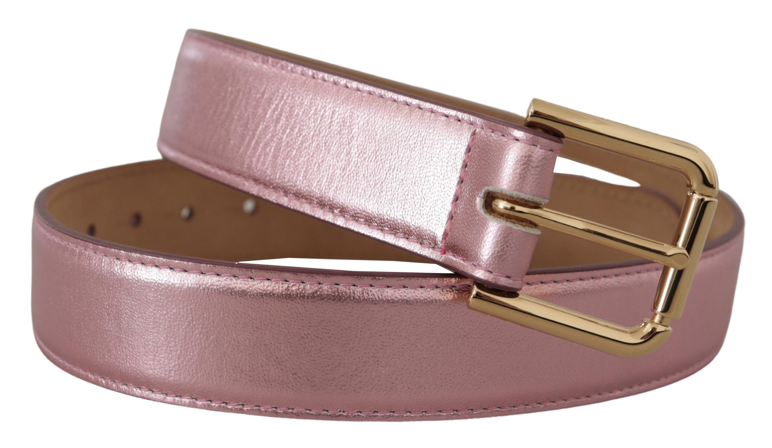 Dolce &amp; Gabbana Eleganter Metallic-Rosa-Ledergürtel