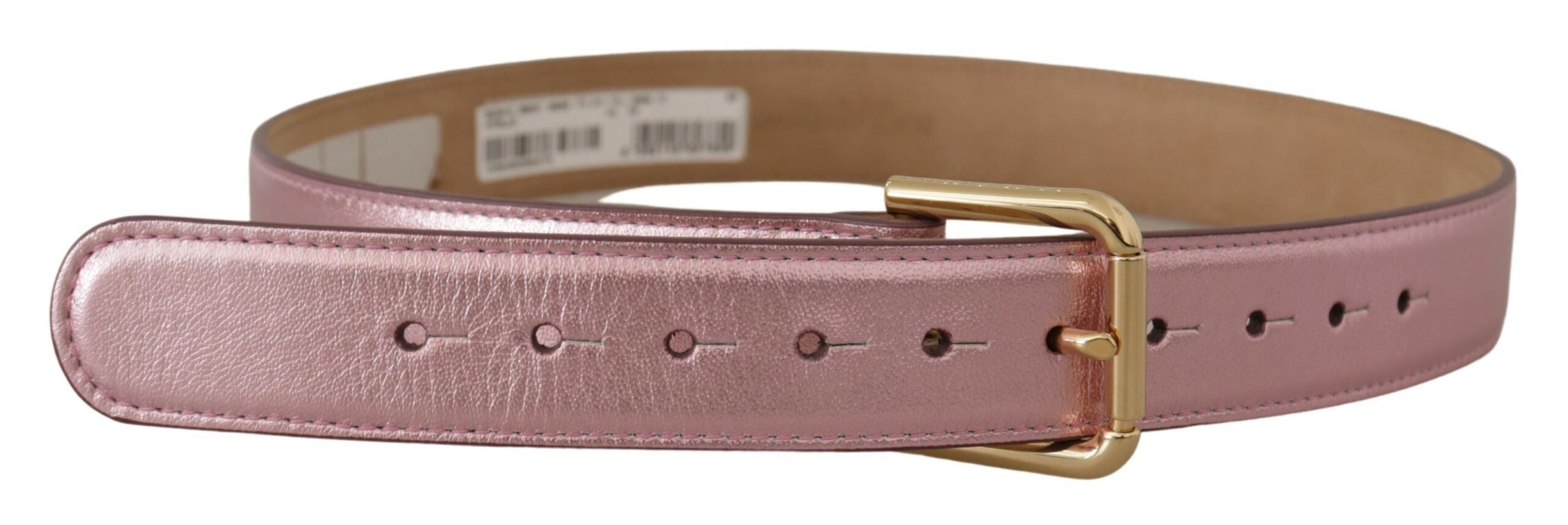Dolce &amp; Gabbana Eleganter Metallic-Rosa-Ledergürtel