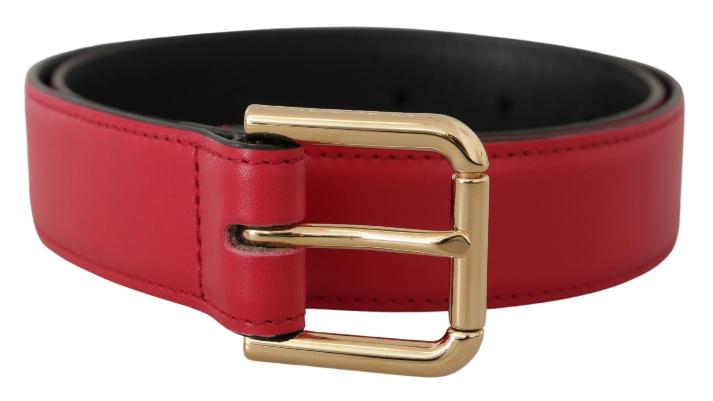 Dolce &amp; Gabbana Eleganter roter Ledergürtel mit goldfarbener Schnalle