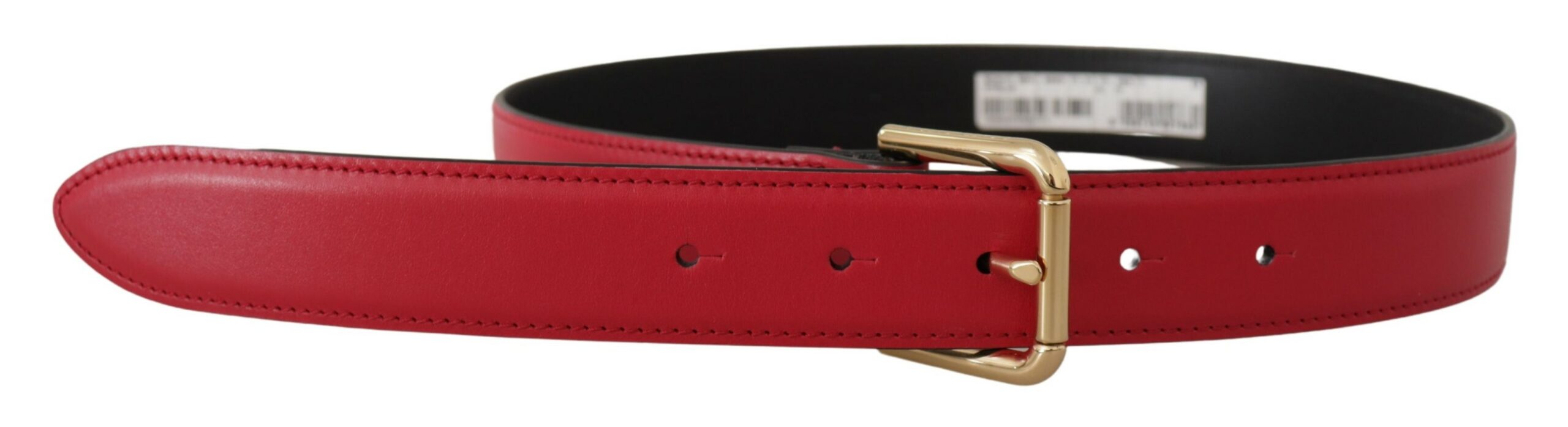 Dolce &amp; Gabbana Eleganter roter Ledergürtel mit goldfarbener Schnalle