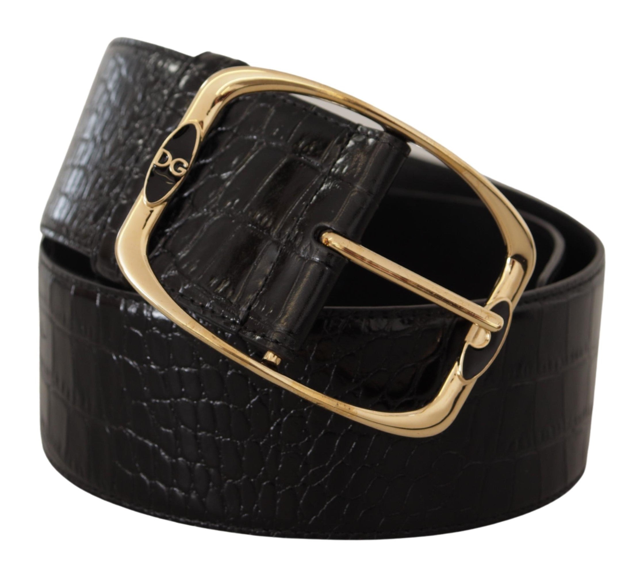Curea elegantă din piele neagră cu logo Dolce &amp; Gabbana