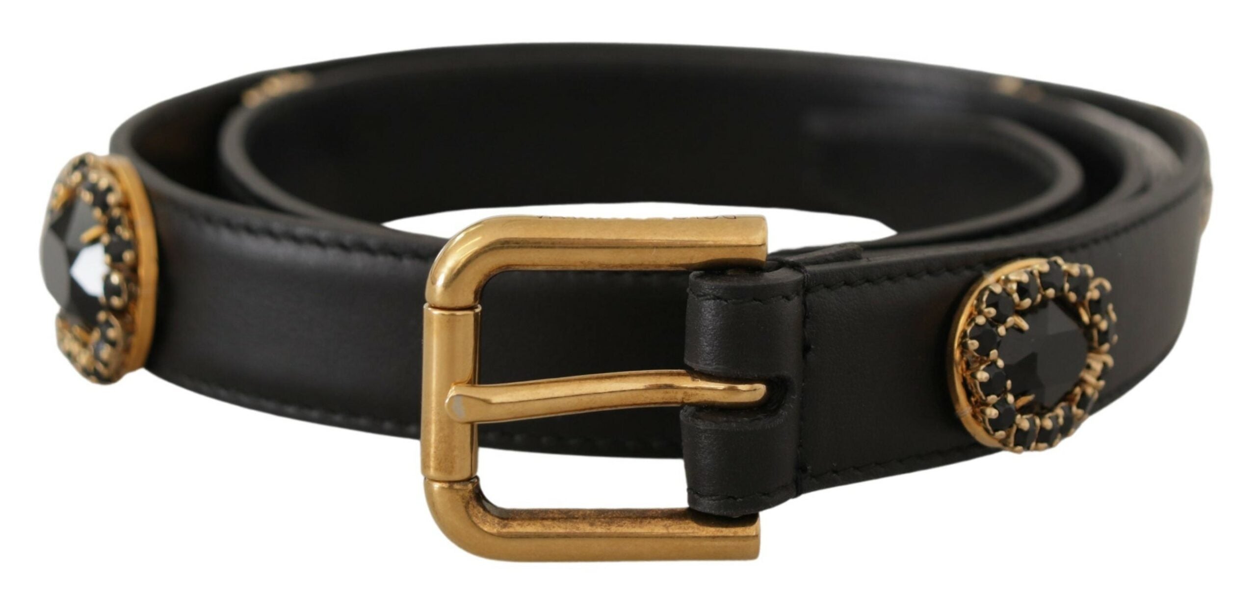 Dolce &amp; Gabbana Eleganter schwarzer Ledergürtel mit Logo