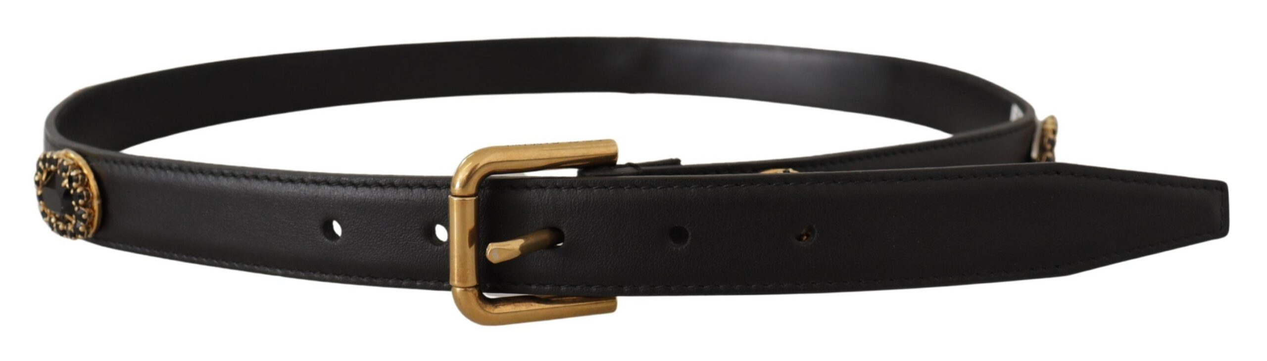 Dolce &amp; Gabbana Eleganter schwarzer Ledergürtel mit Logo