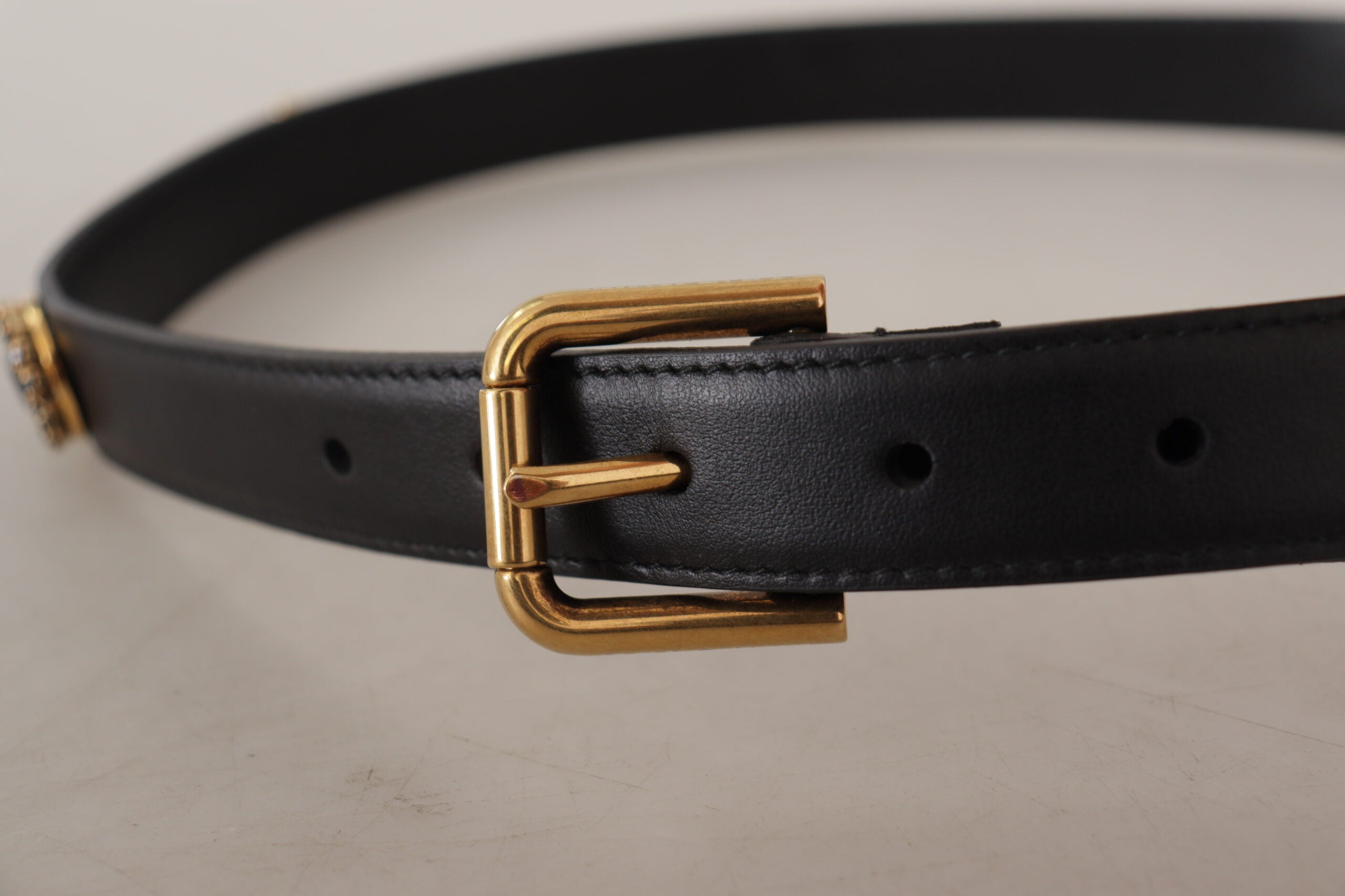 Dolce &amp; Gabbana Eleganter schwarzer Ledergürtel mit Logo