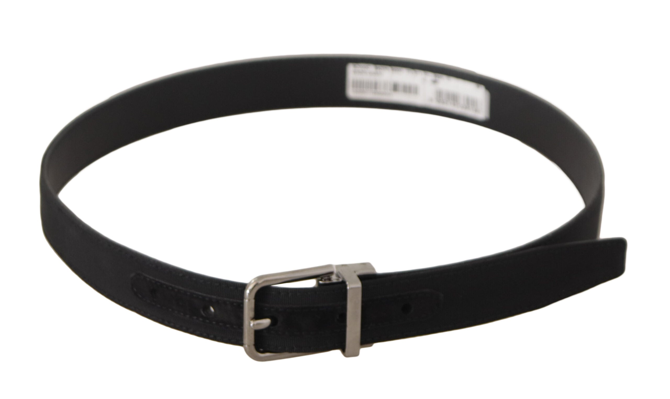 Dolce &amp; Gabbana Eleganter schwarzer Canvas- und Ledergürtel