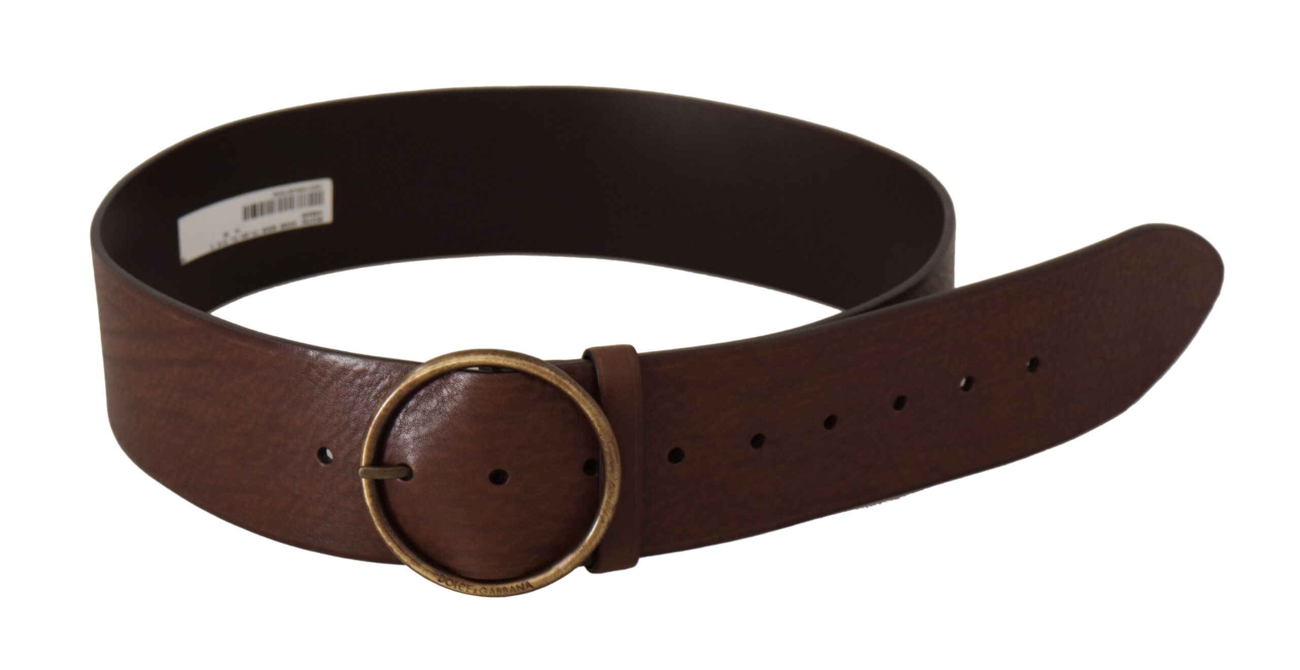 Dolce &amp; Gabbana Eleganter brauner Ledergürtel mit gravierter Schnalle