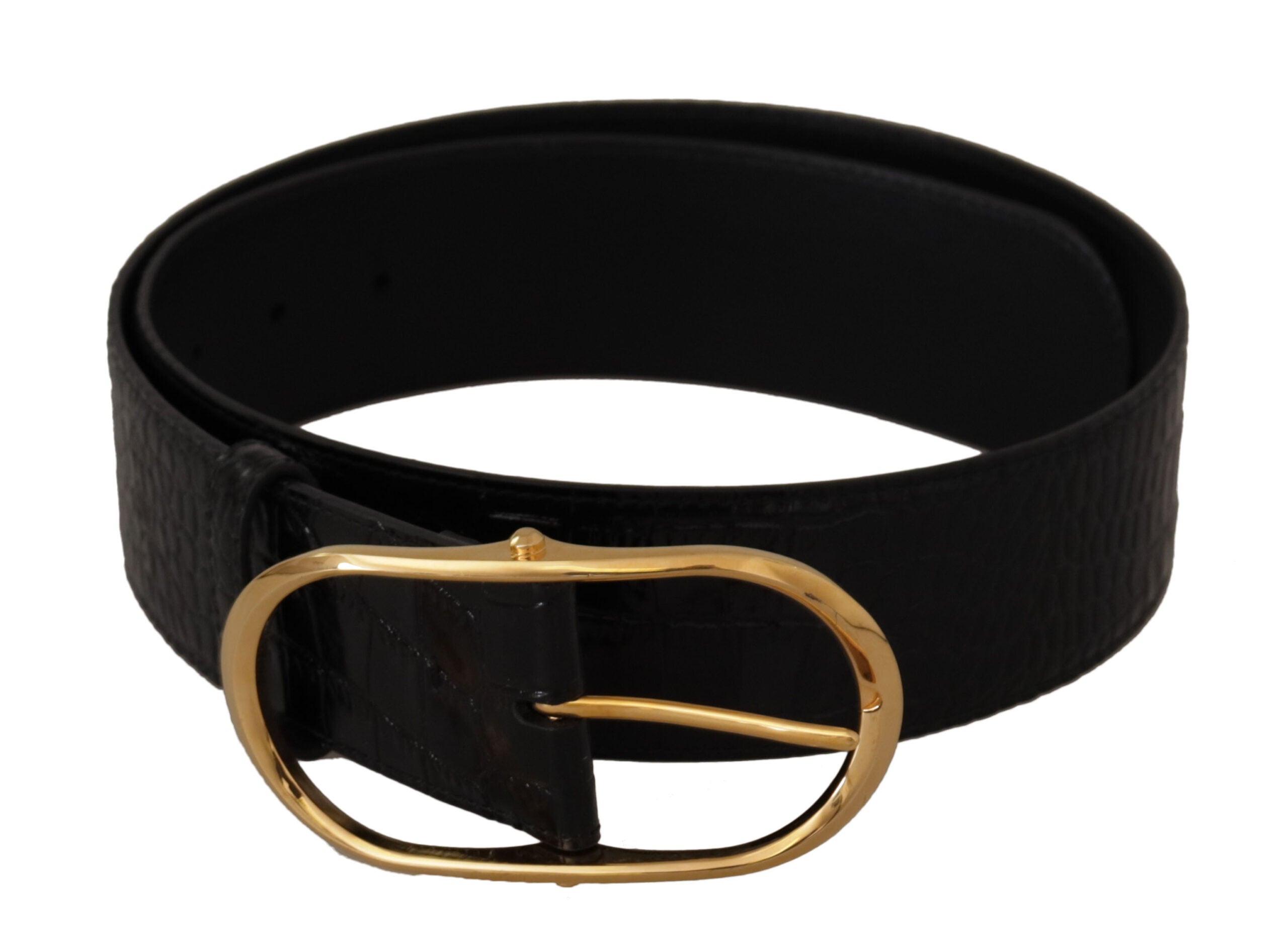 Dolce &amp; Gabbana Schicker schwarzer Ledergürtel mit Logo