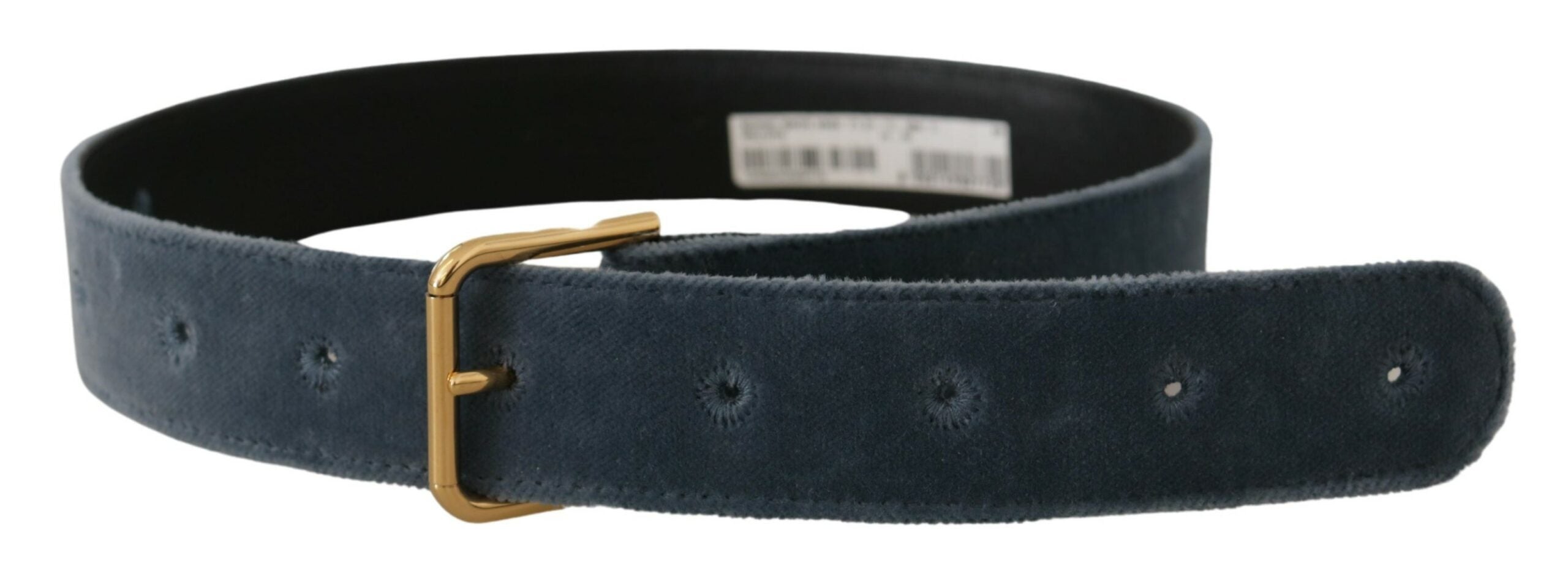 Dolce &amp; Gabbana Eleganter Designer-Gürtel aus marineblauem Samt