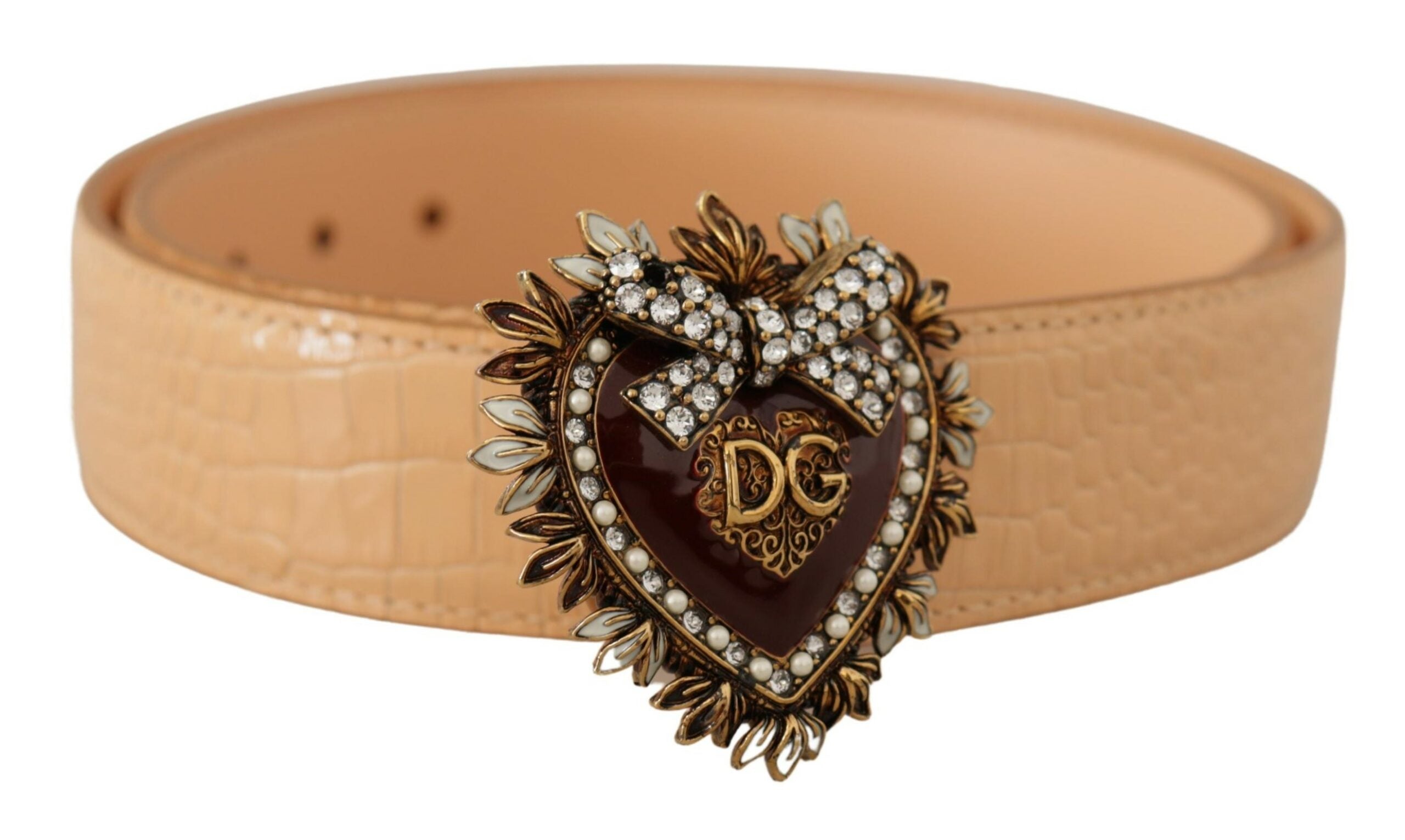 Dolce &amp; Gabbana – Bezaubernder Gürtel aus nacktem Leder mit gravierter Schnalle
