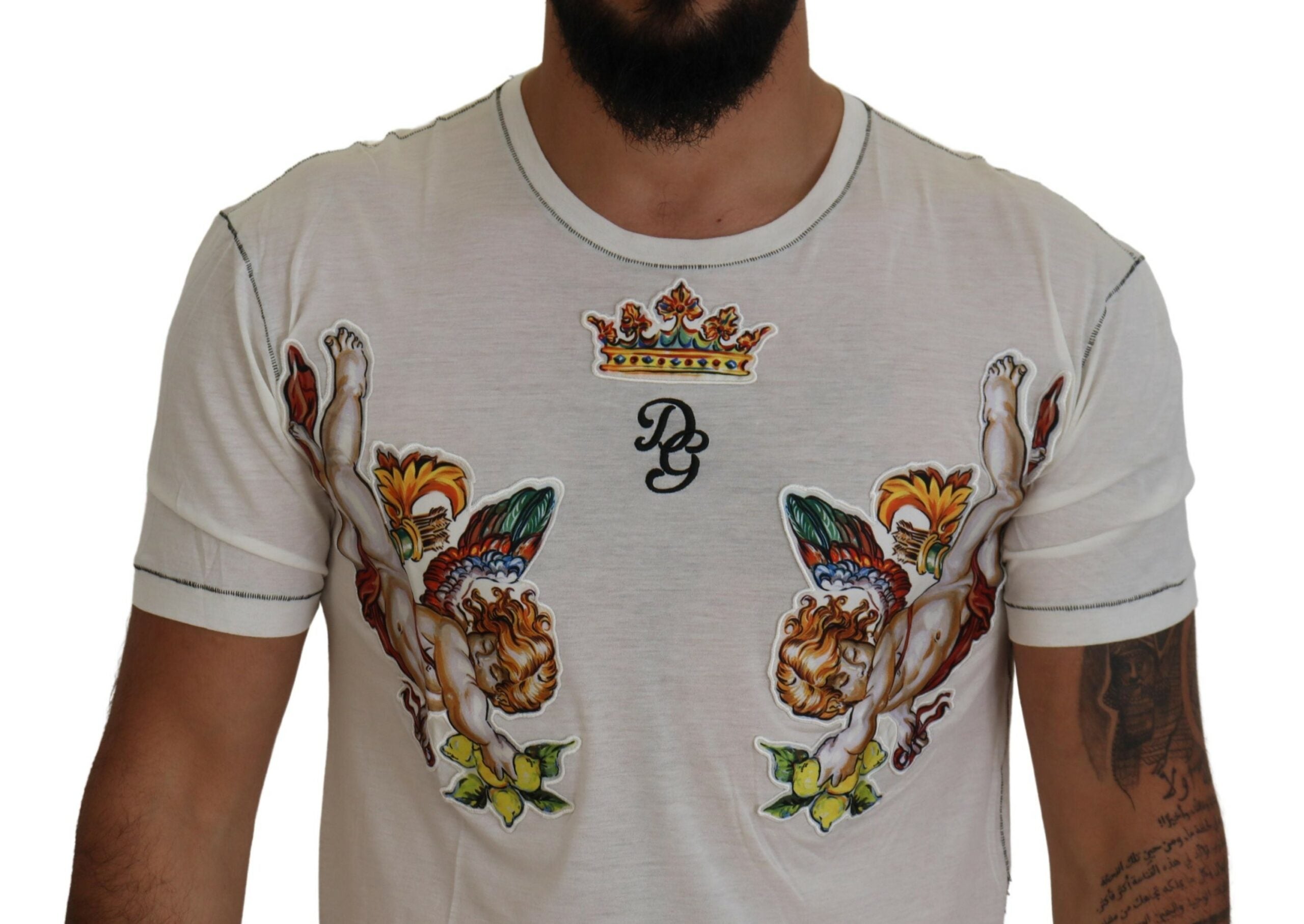 Dolce &amp; Gabbana Elegantes weißes T-Shirt aus Baumwoll-Seiden-Mischung