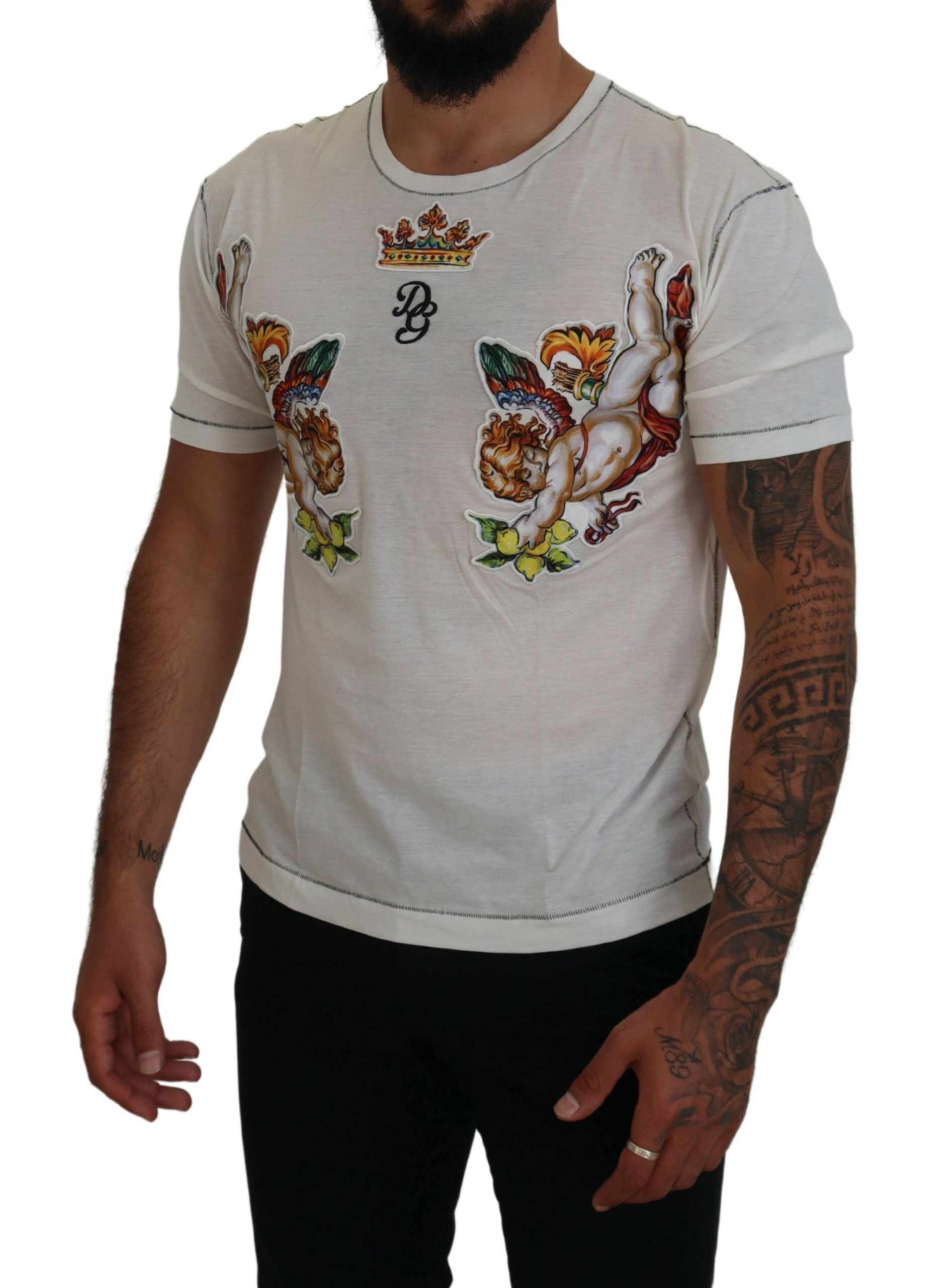 Dolce &amp; Gabbana Elegantes weißes T-Shirt aus Baumwoll-Seiden-Mischung