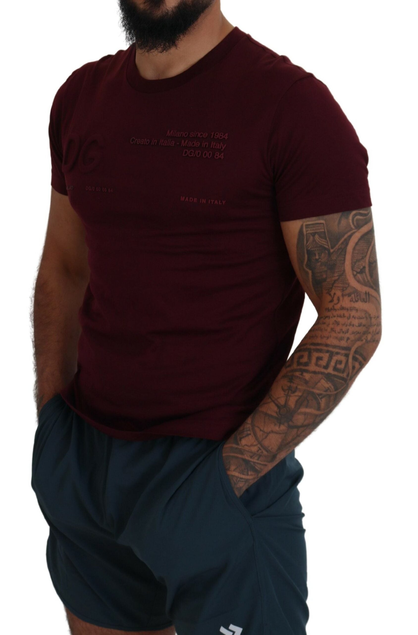 Dolce &amp; Gabbana Elegantes, kastanienbraunes Freizeit-T-Shirt mit Rundhalsausschnitt