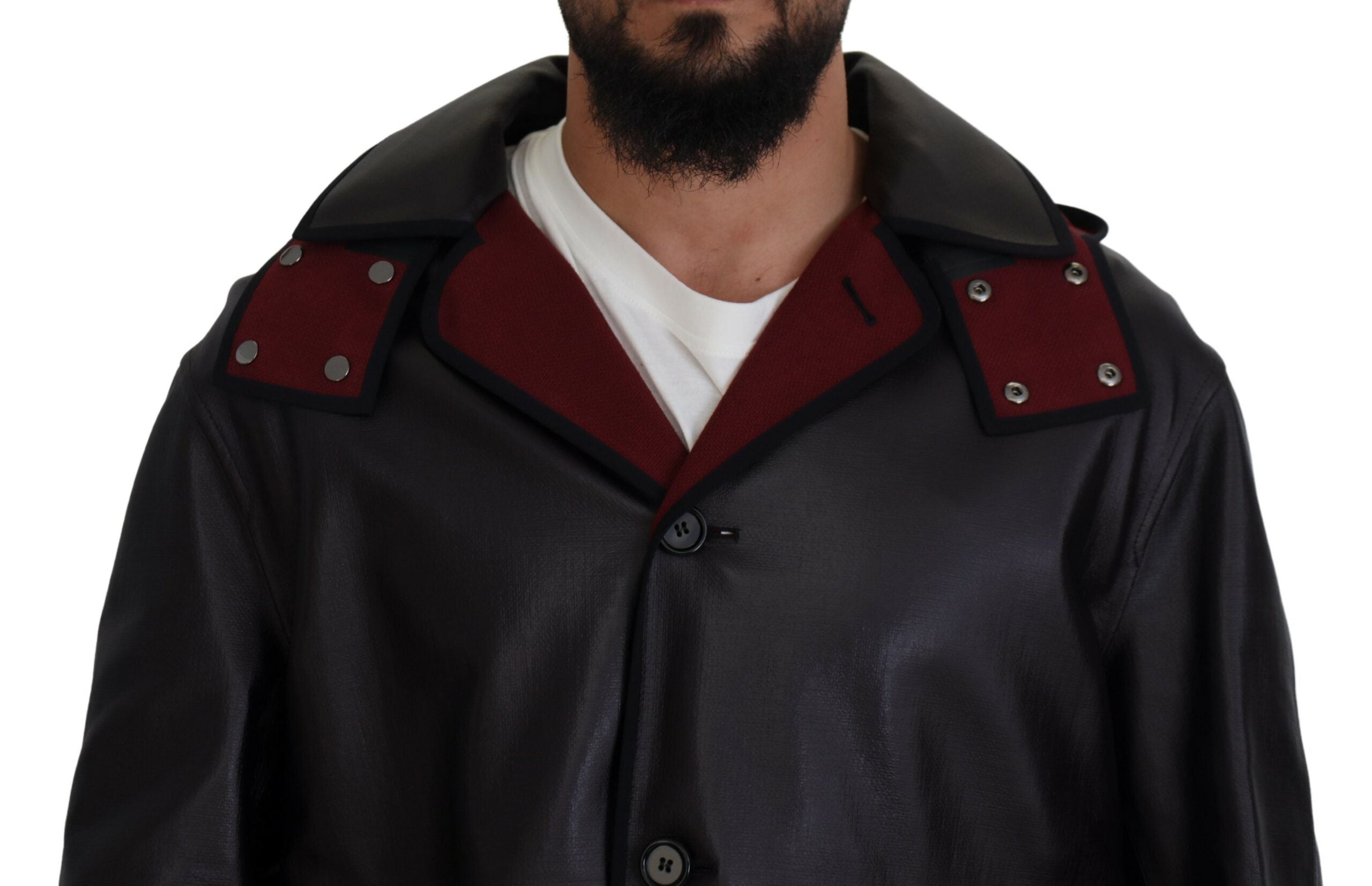 Dolce &amp; Gabbana Parka elegantă cu glugă în negru și bordeaux