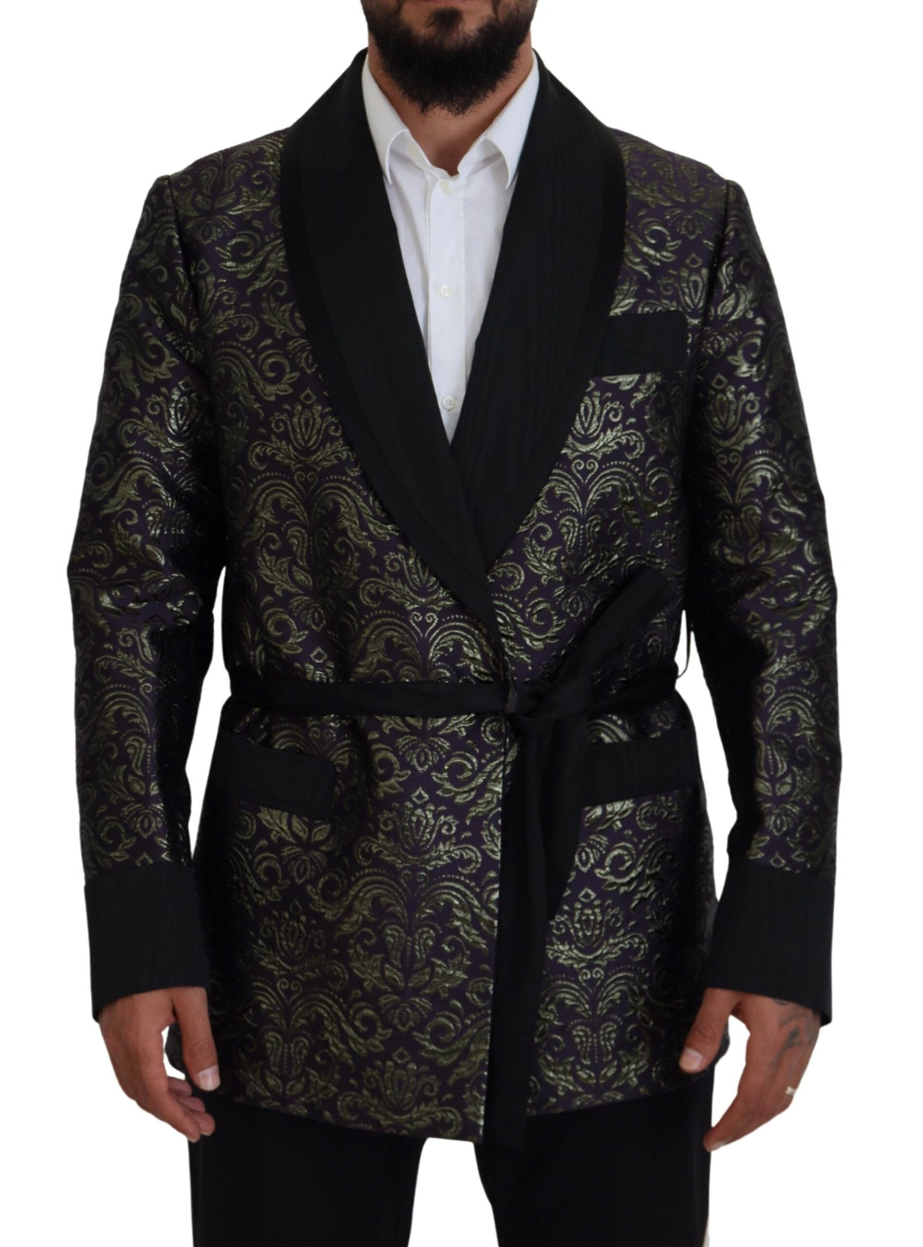 Jachetă Dolce &amp; Gabbana cu imprimeu jacquard auriu
