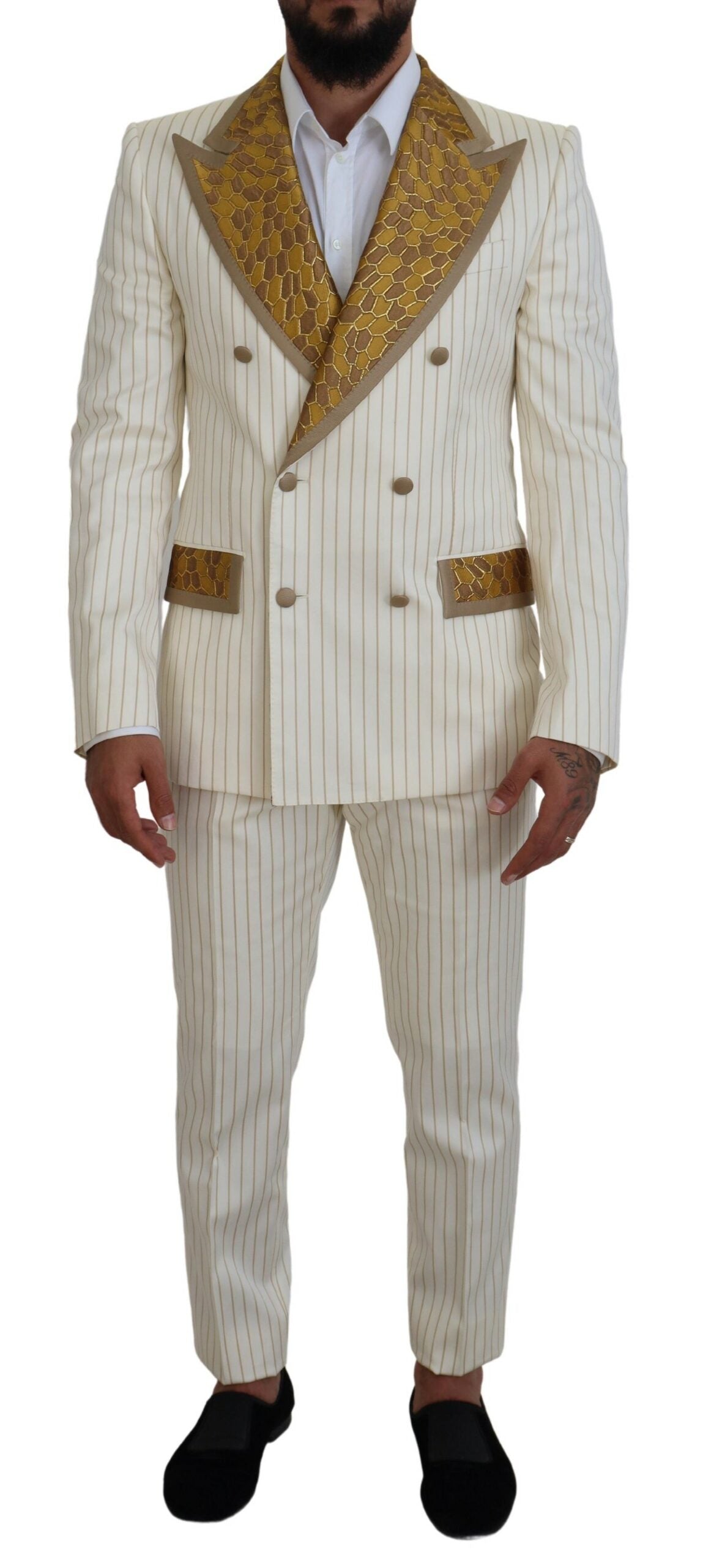 Dolce &amp; Gabbana – Eleganter, cremefarbener Zweireiheranzug