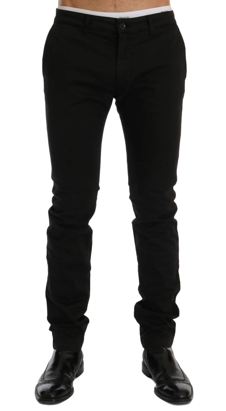 GF Ferre Elegante Slim Fit-Hose aus schwarzer Baumwolle