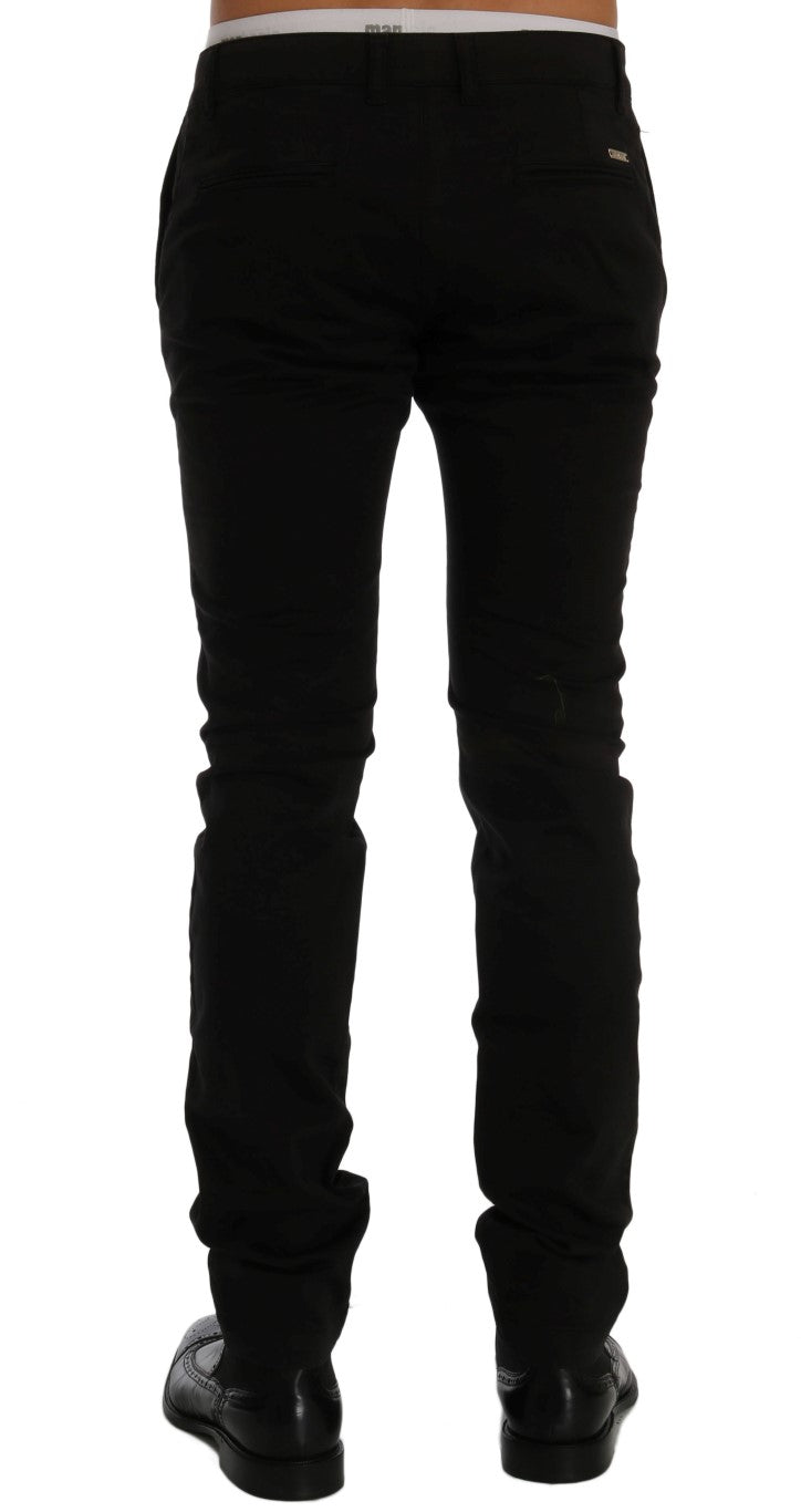 GF Ferre Elegante Slim Fit-Hose aus schwarzer Baumwolle
