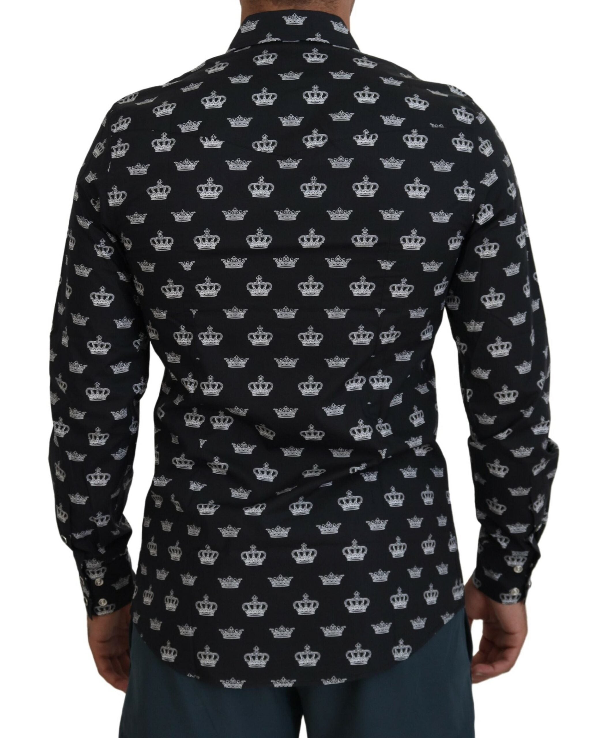 Dolce &amp; Gabbana – Elegantes, schmal geschnittenes, formelles Hemd mit Kronendruck
