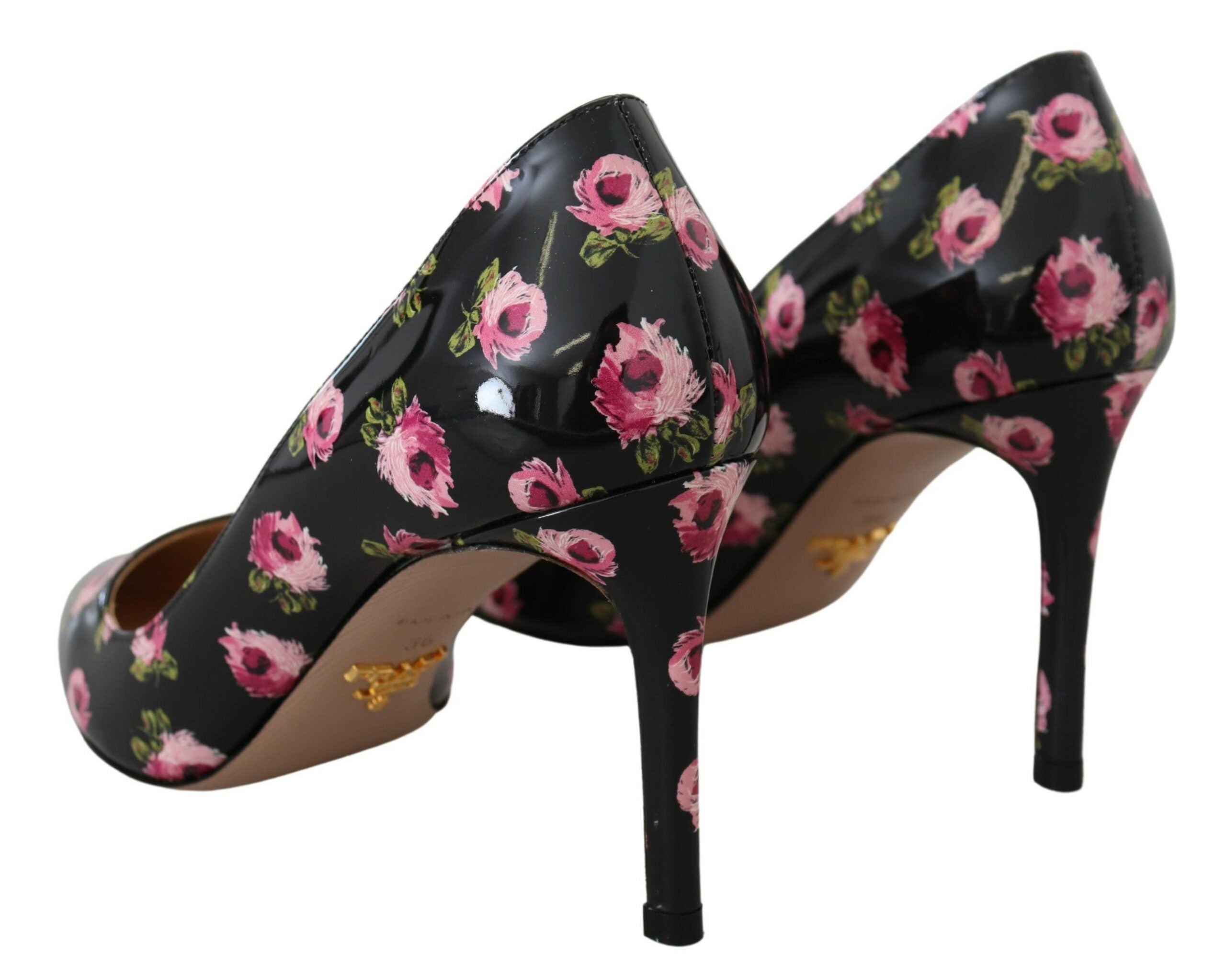 Prada Elegante Pumps aus Leder mit Blumenmuster
