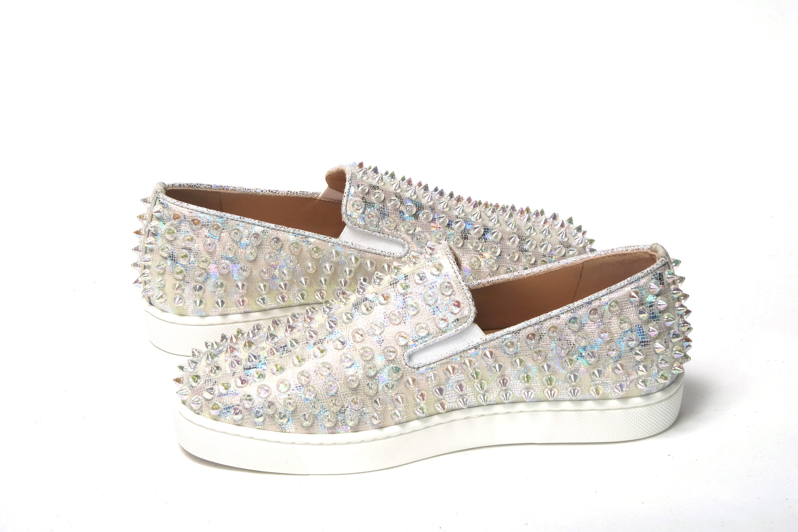 Christian Louboutin Weiß Ab/Clear Ab Roller Boat Frau Flache Sneaker