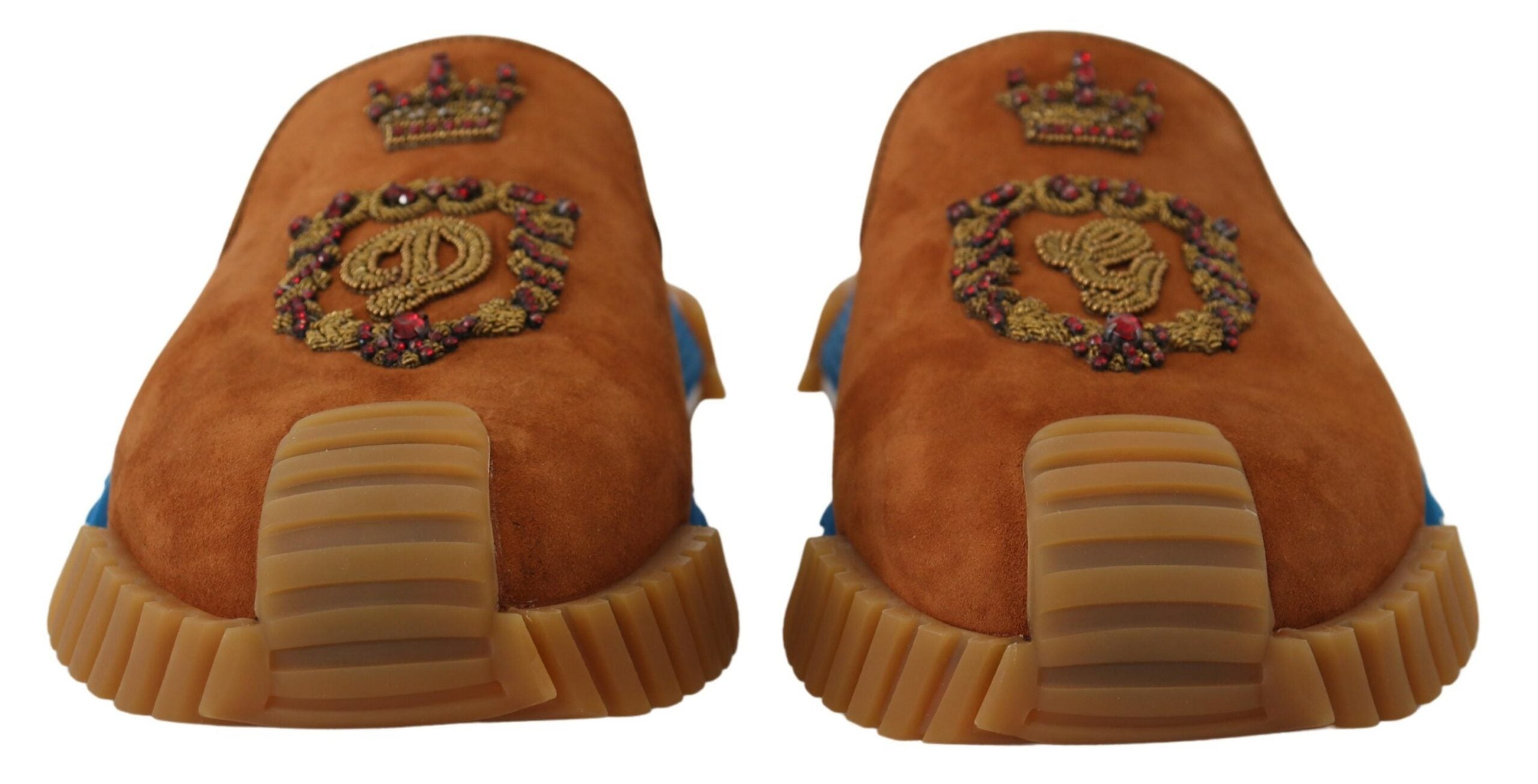 Dolce &amp; Gabbana – Perlenbesetzte Elegance-Slides aus Wildleder in Beige