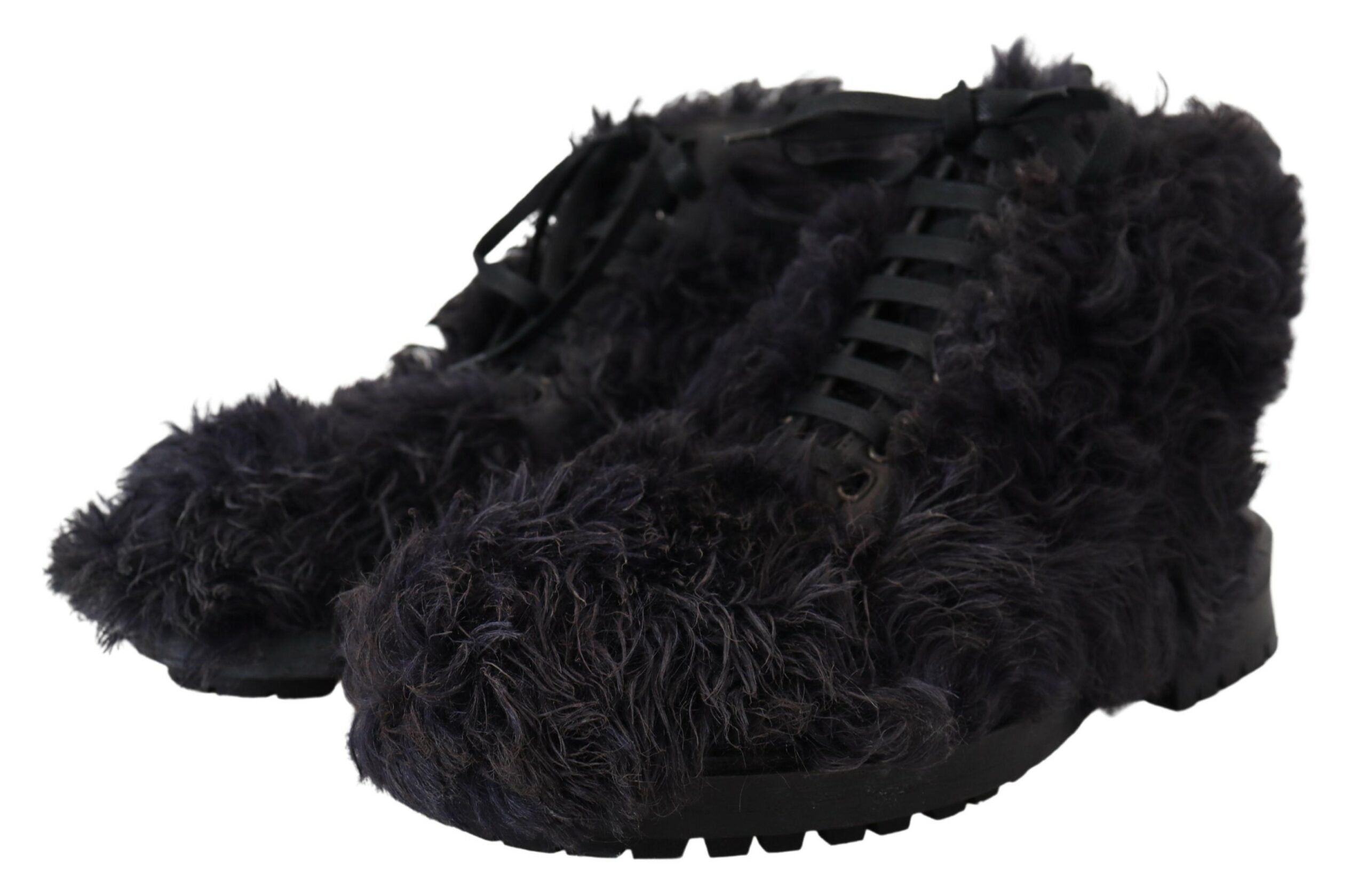 Dolce &amp; Gabbana – Schwarze Lammfell-Stiefeletten aus Leder