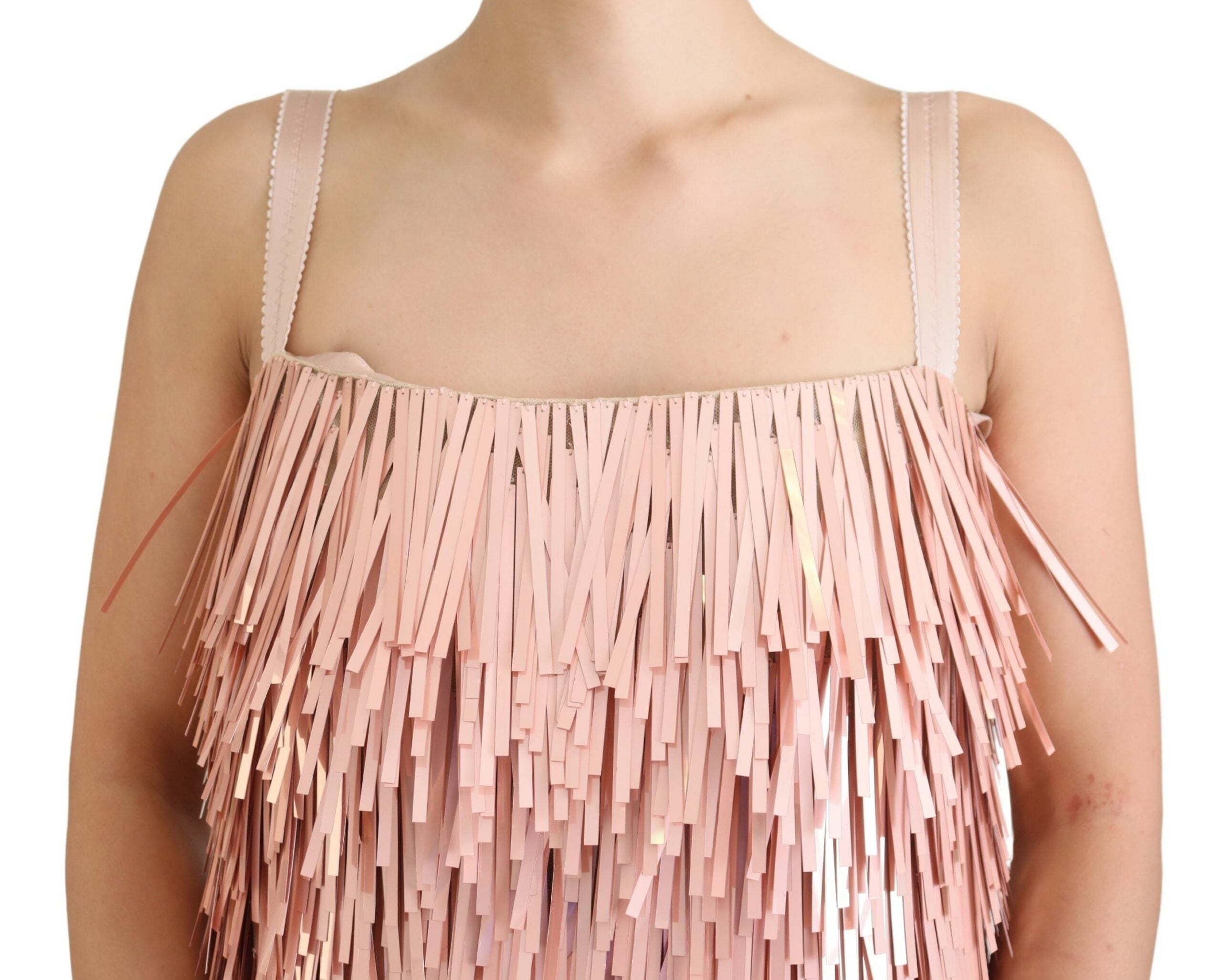 Dolce &amp; Gabbana Elegantes rosa Lametta-Kleid in A-Linie