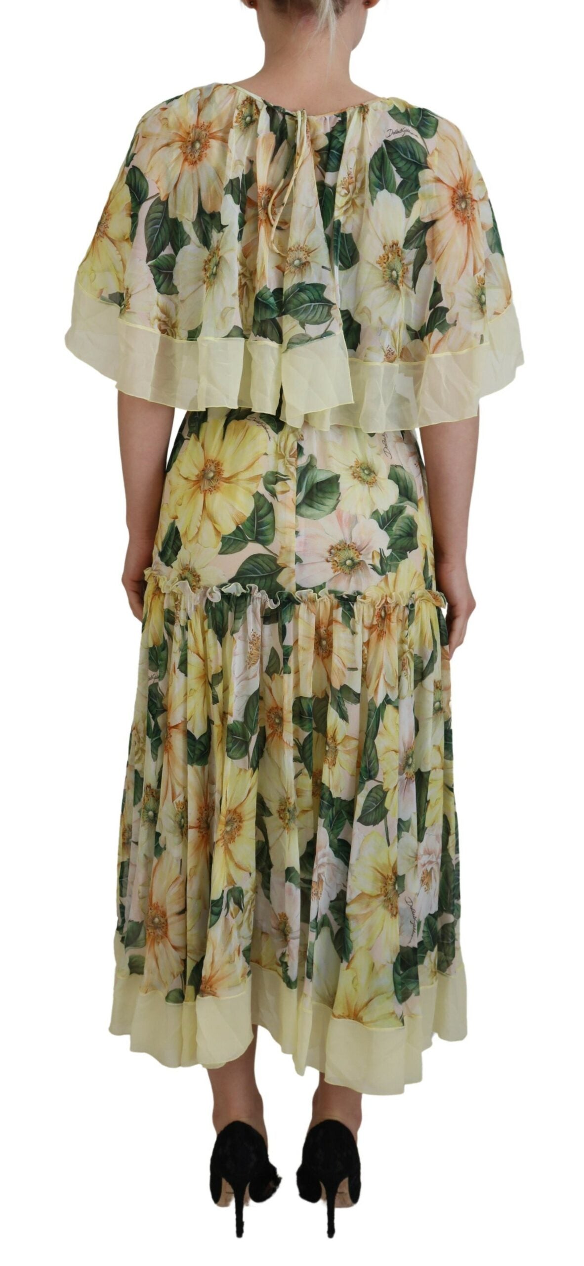Rochie maxi elegantă cu imprimeu floral din mătase Dolce &amp; Gabbana