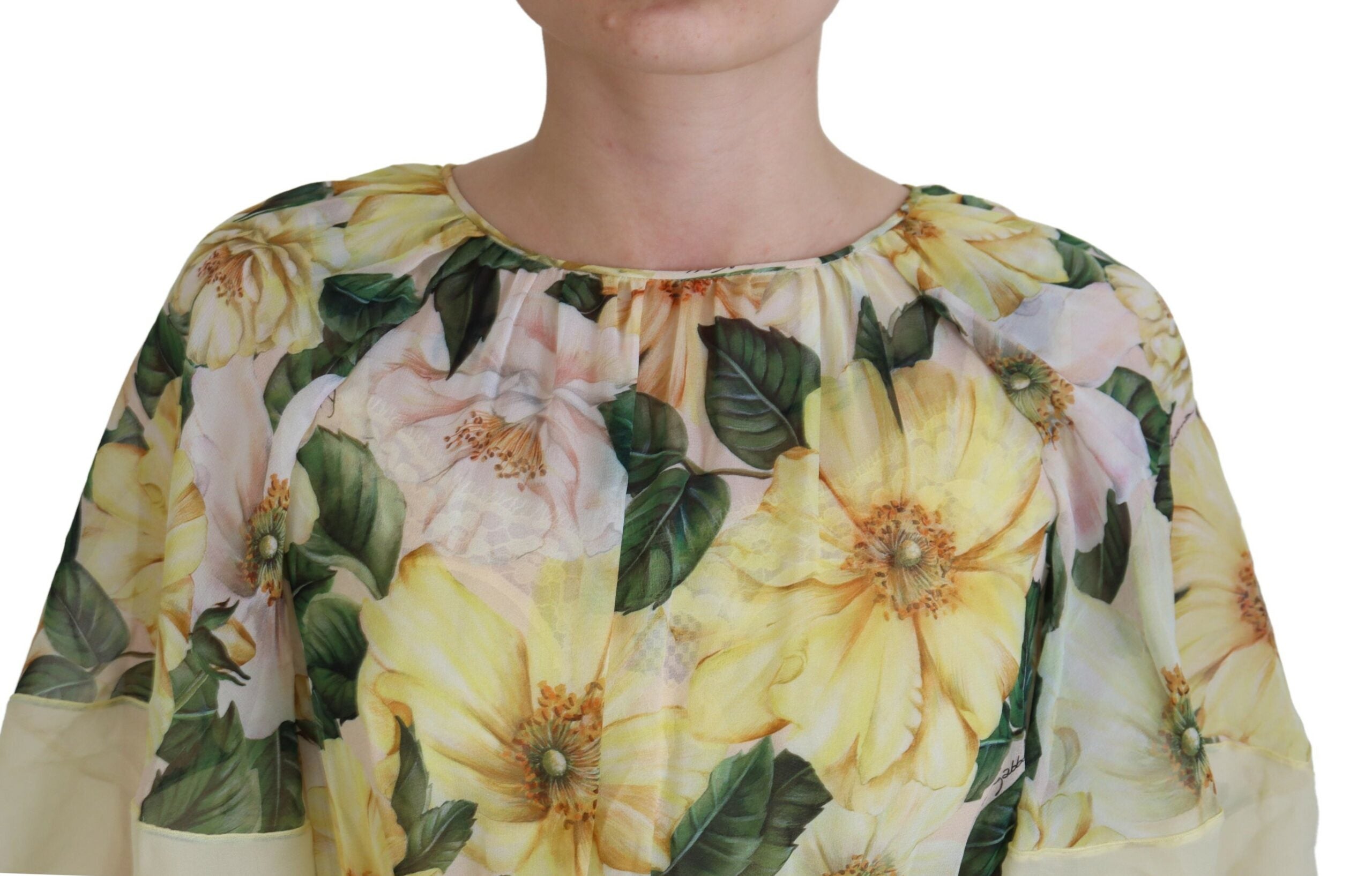Rochie maxi elegantă cu imprimeu floral din mătase Dolce &amp; Gabbana