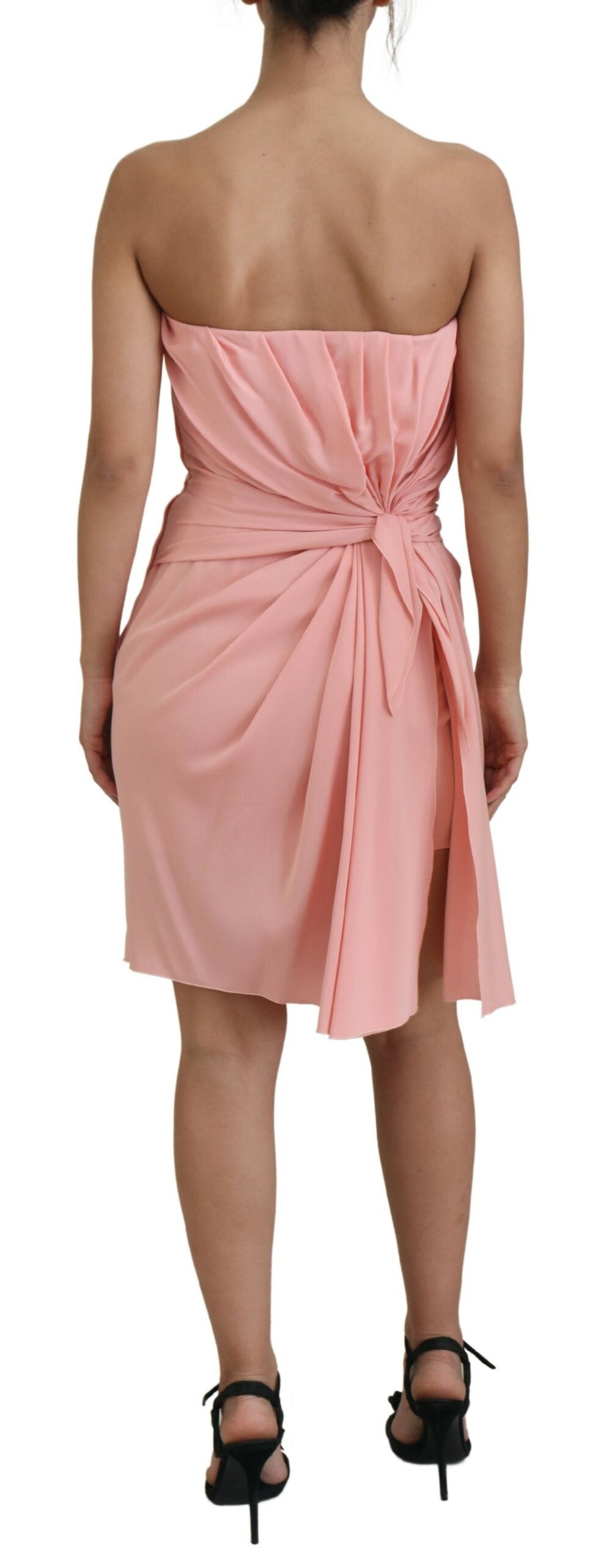 Dolce &amp; Gabbana Elegante rosa trägerlose Midi-Silhouette