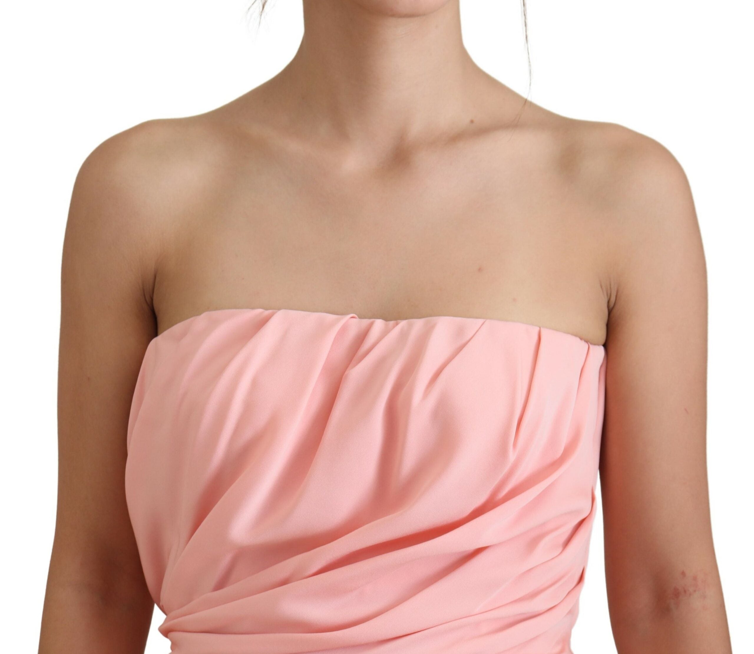 Dolce &amp; Gabbana Elegante rosa trägerlose Midi-Silhouette