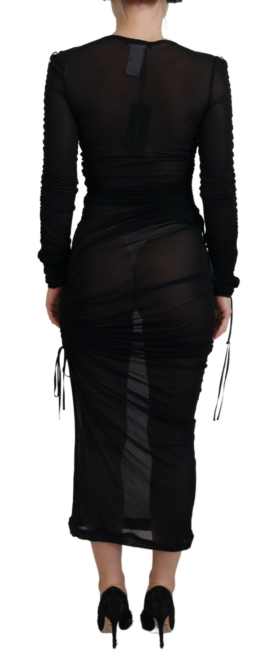 Rochie Dolce &amp; Gabbana elegantă, neagră, din amestec de mătase