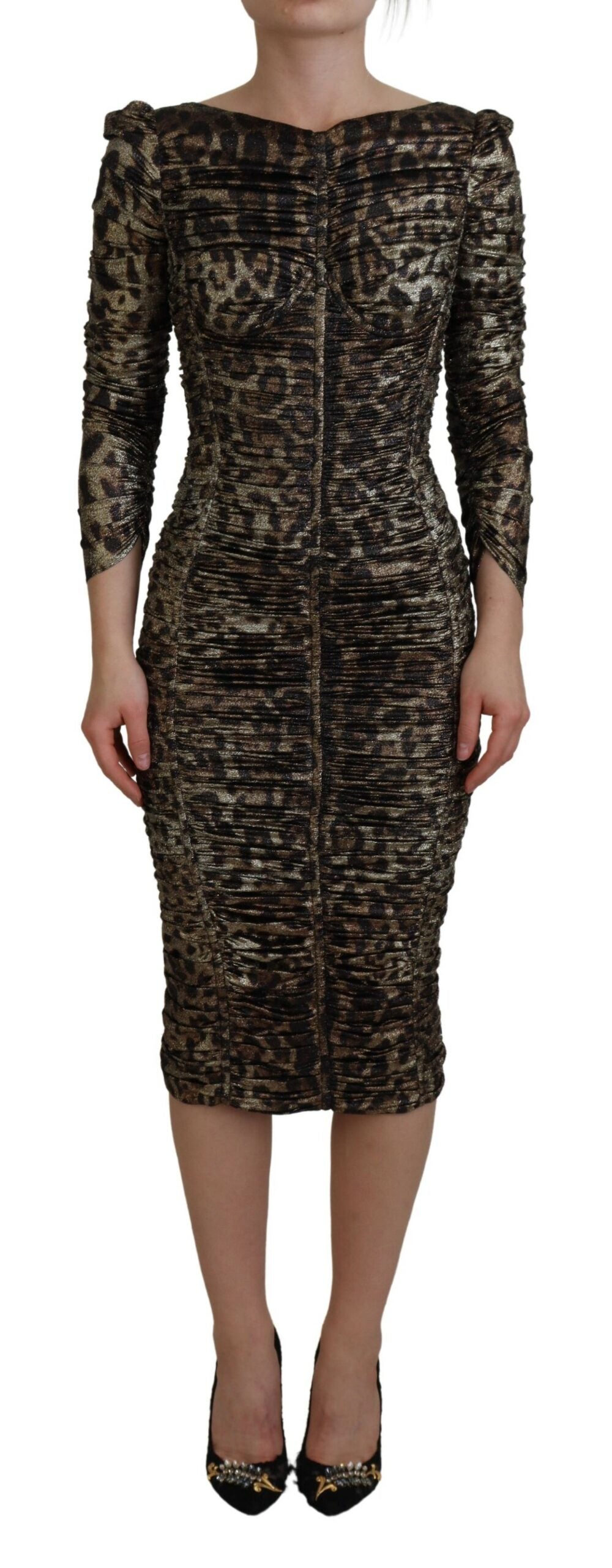 Rochie midi mulată elegantă cu imprimeu leopard Dolce &amp; Gabbana