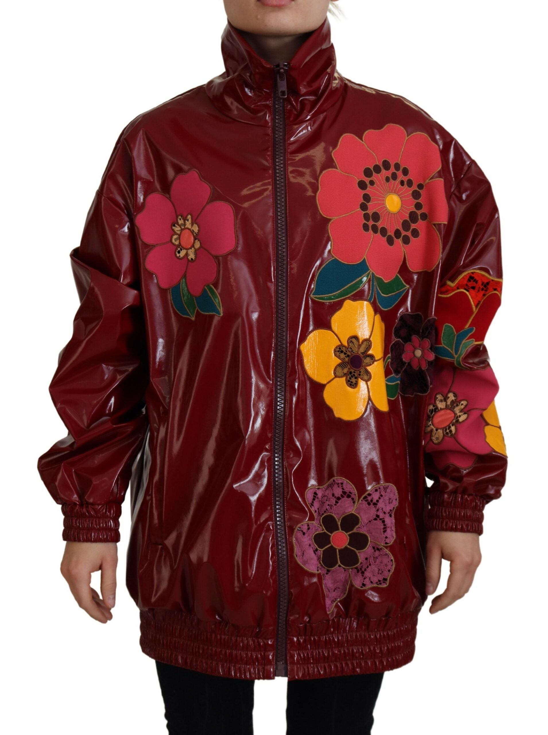 Dolce &amp; Gabbana – Kastanienbraune Luxusjacke mit Blumenmuster