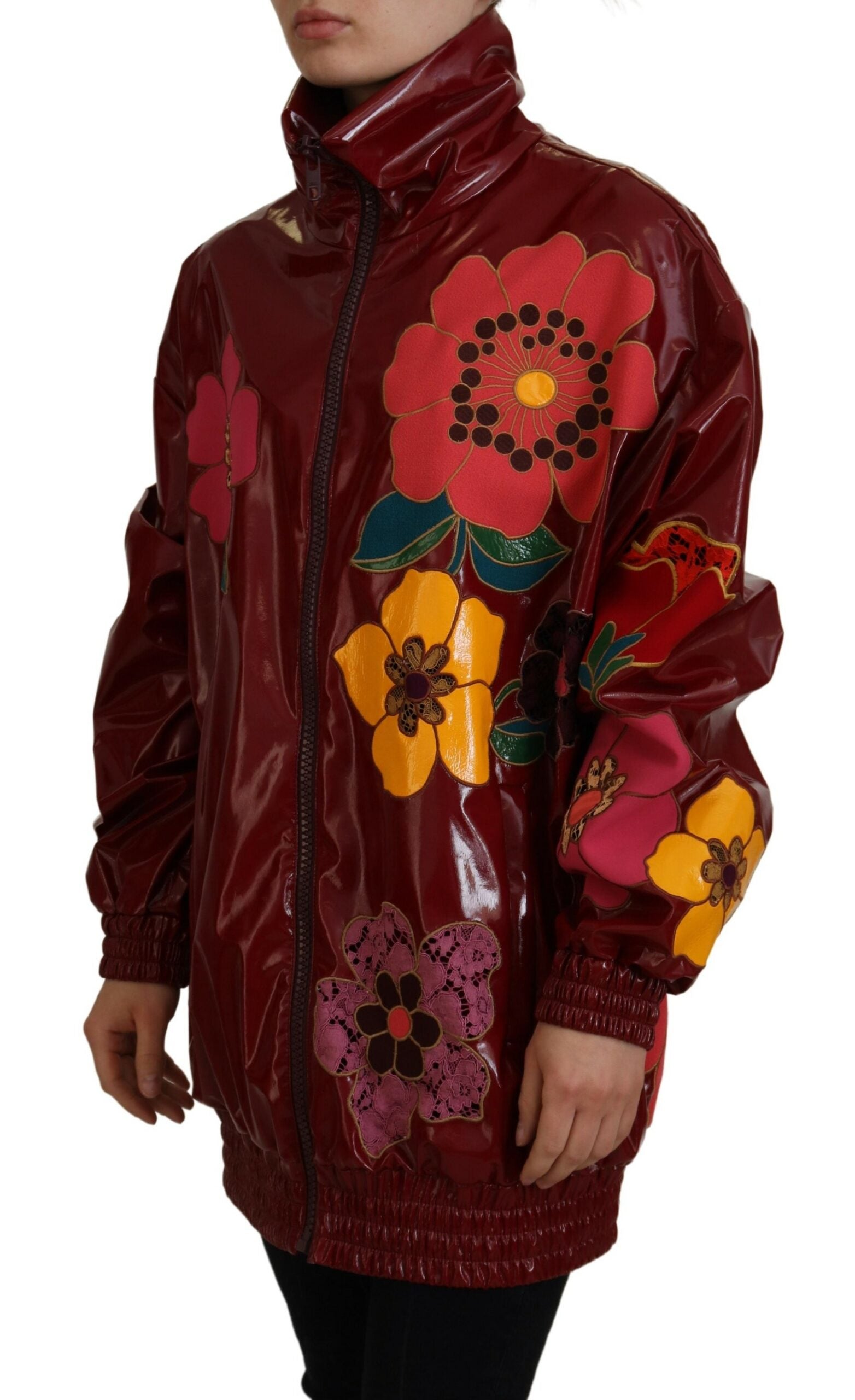 Dolce &amp; Gabbana – Kastanienbraune Luxusjacke mit Blumenmuster