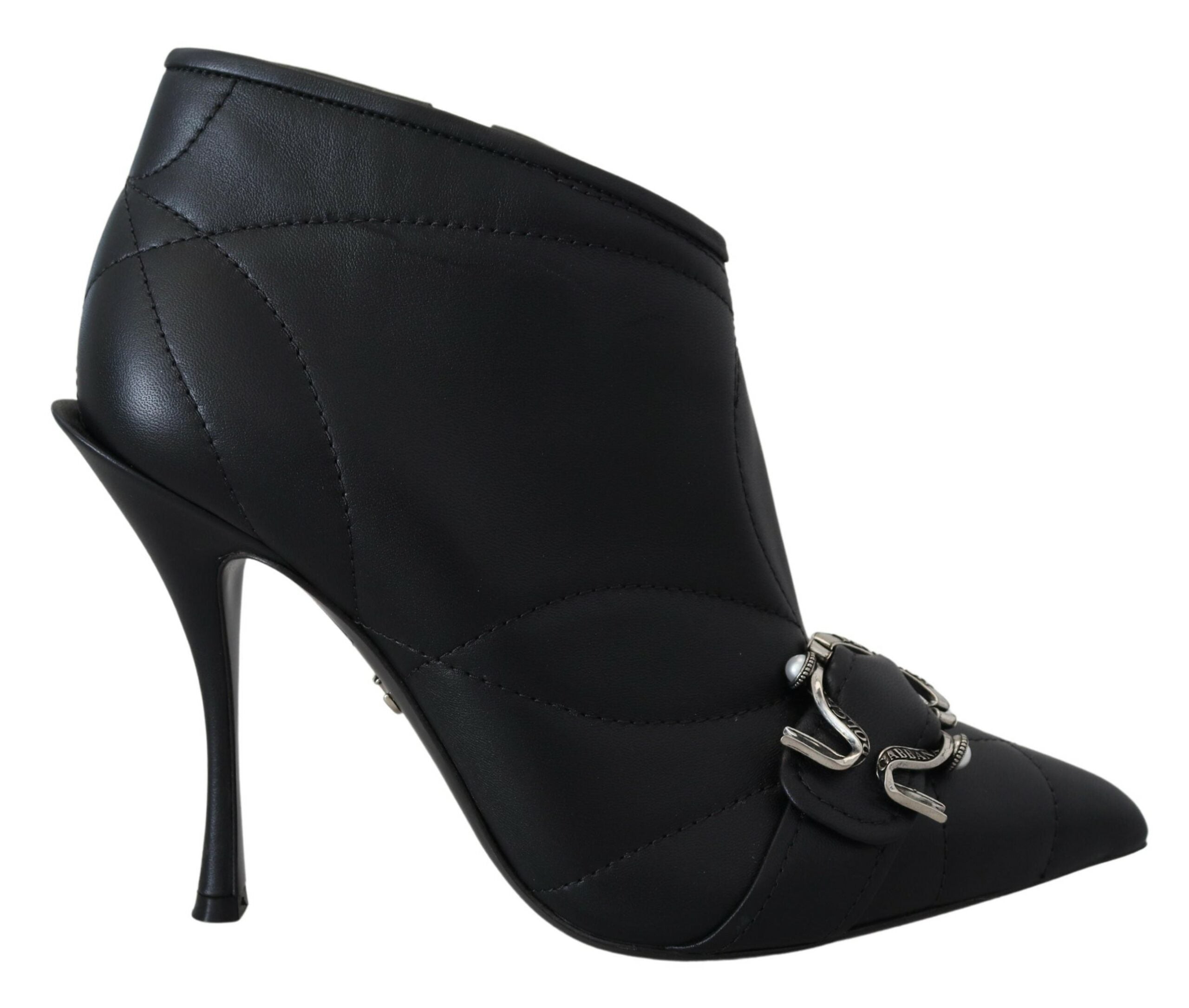 Dolce &amp; Gabbana Elegante schwarze gesteppte Lederstiefeletten