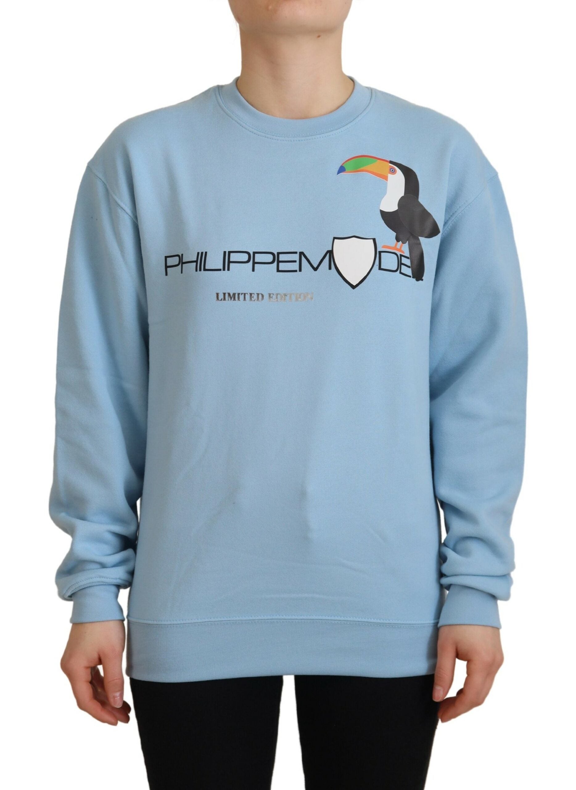 Philippe Model Chic Hellblauer Pullover mit Logoverzierung