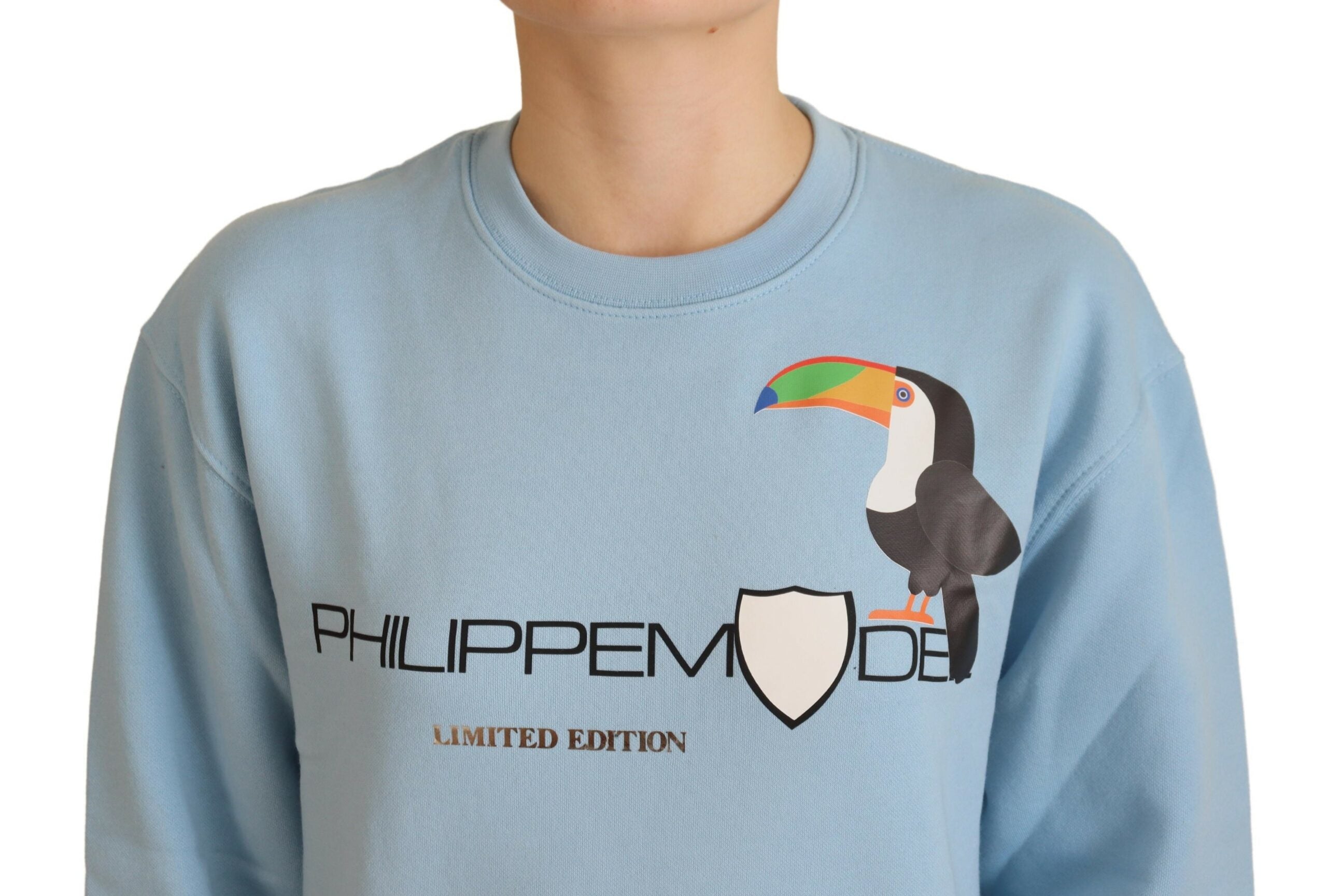 Philippe Model Chic Hellblauer Pullover mit Logoverzierung