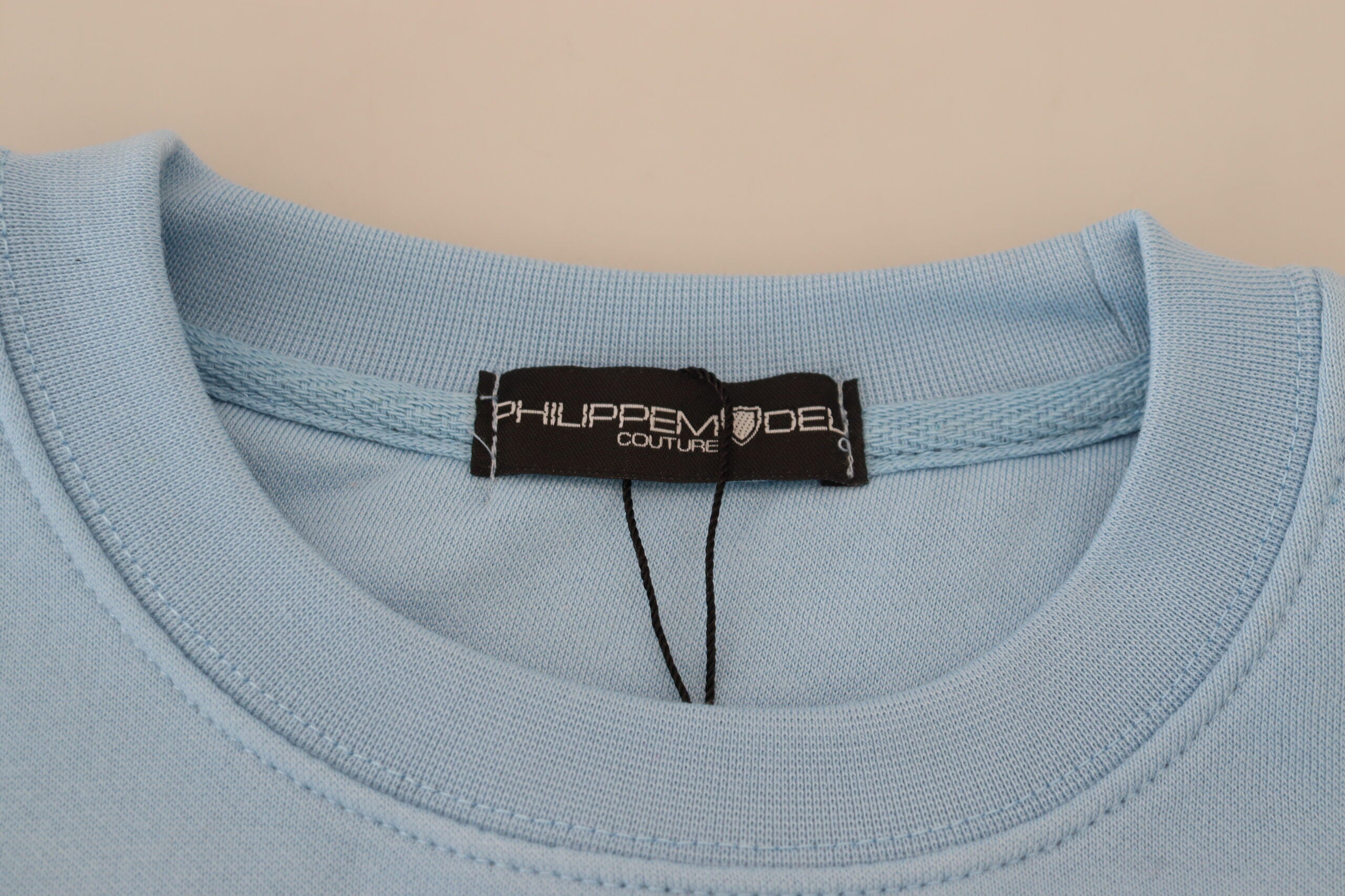 Philippe Model Chic Hellblauer Pullover mit Logoverzierung