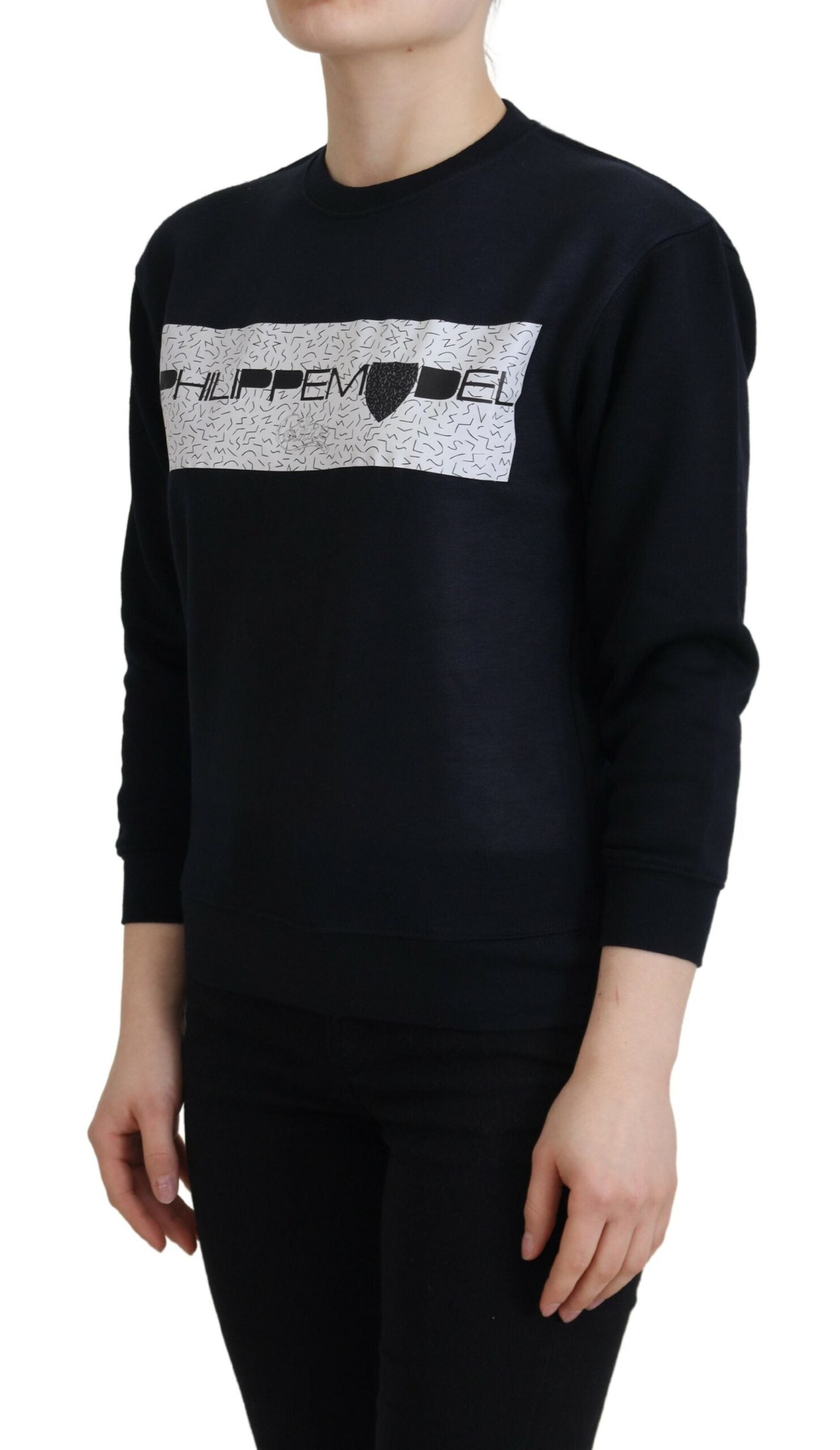 Philippe Model Schicker schwarzer bedruckter Baumwollpullover